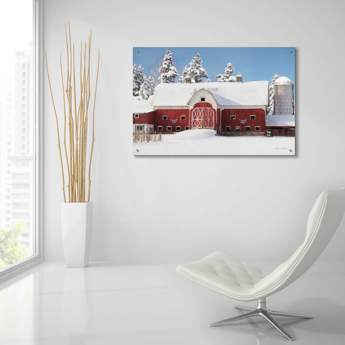 Epic Art 'Red, White and Cold' by Lori Deiter Acrylic Glass Wall Art,36x24