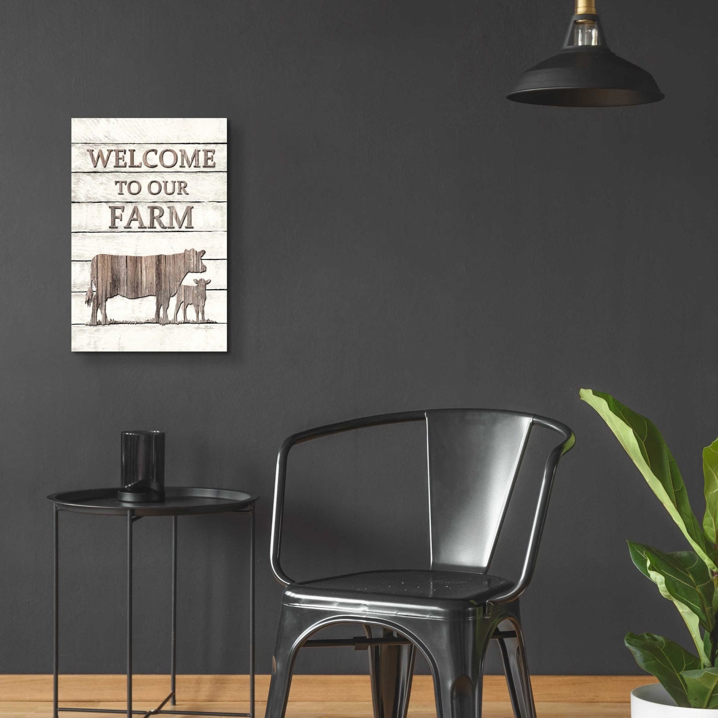 Epic Art 'Cow Welcome to Our Farm' by Lori Deiter Acrylic Glass Wall Art,16x24