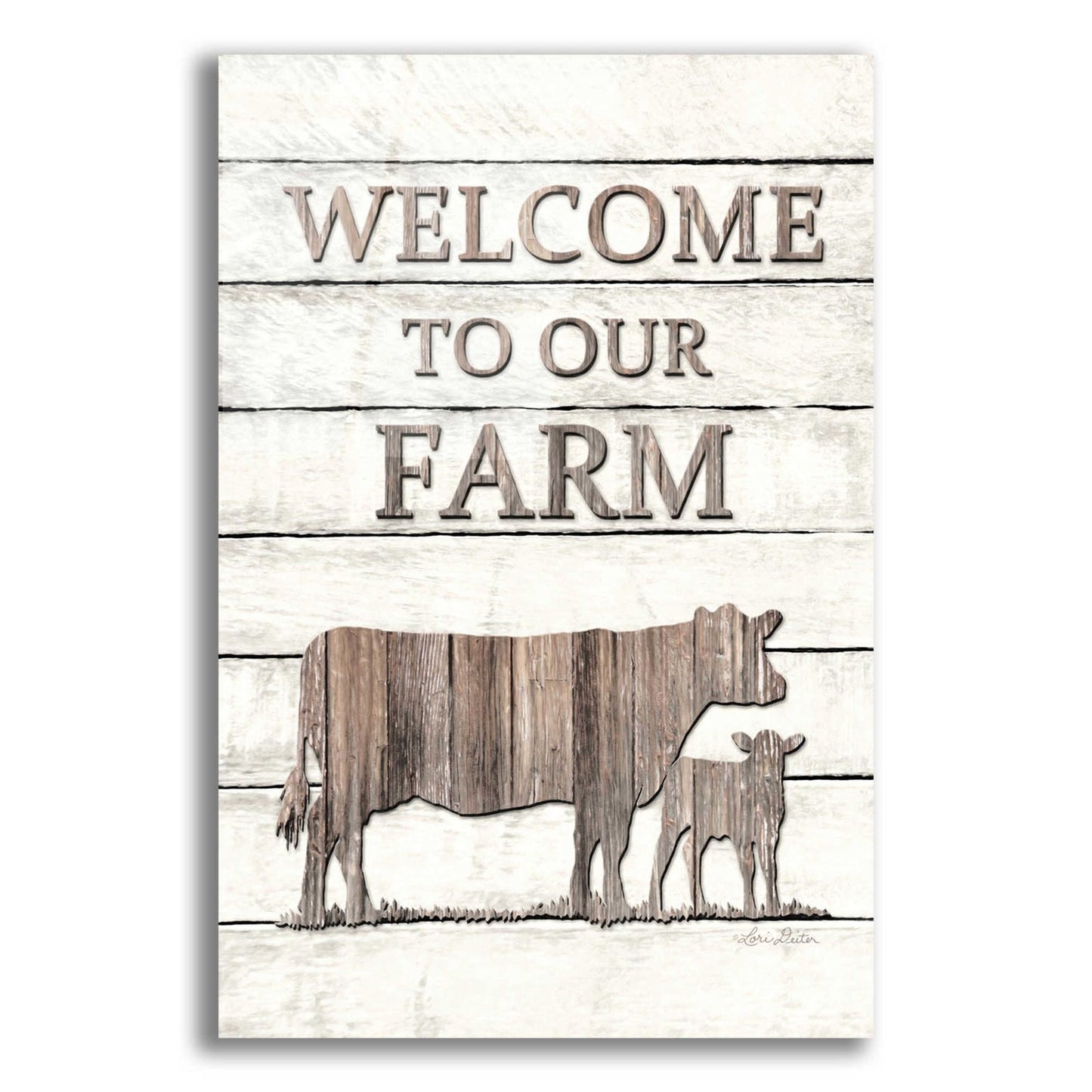 Epic Art 'Cow Welcome to Our Farm' by Lori Deiter Acrylic Glass Wall Art