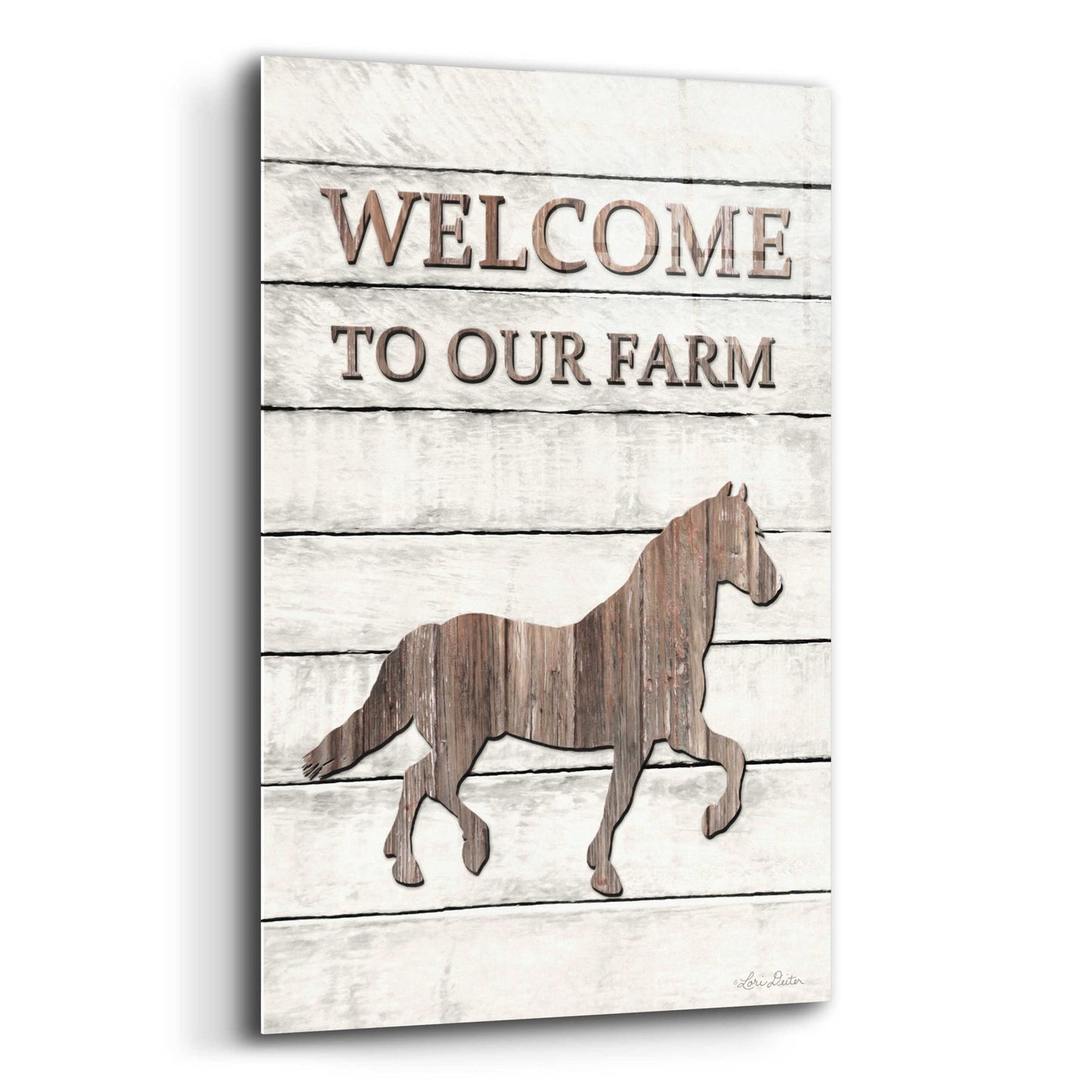 Epic Art 'Horse Welcome to Our Farm' by Lori Deiter Acrylic Glass Wall Art,12x16