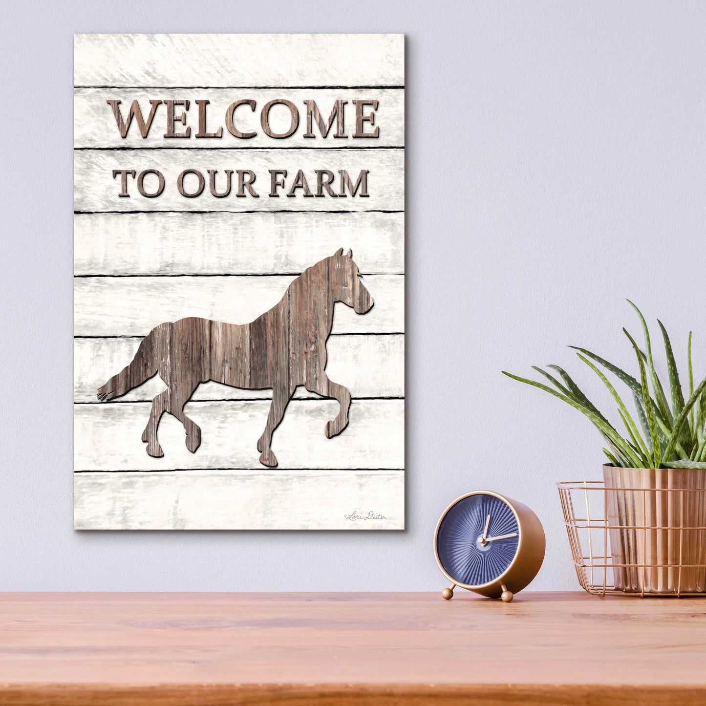 Epic Art 'Horse Welcome to Our Farm' by Lori Deiter Acrylic Glass Wall Art,12x16