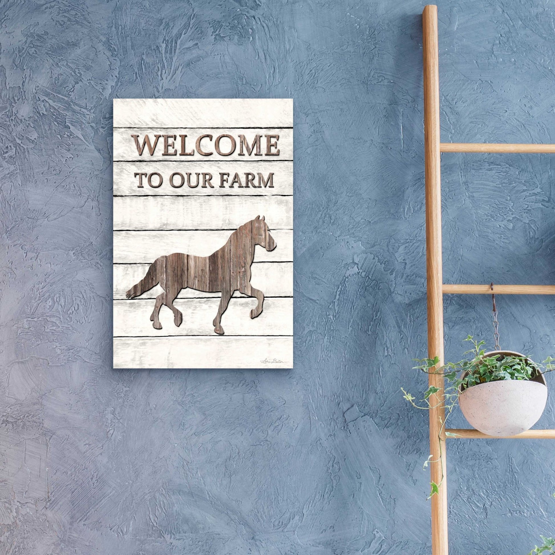 Epic Art 'Horse Welcome to Our Farm' by Lori Deiter Acrylic Glass Wall Art,16x24