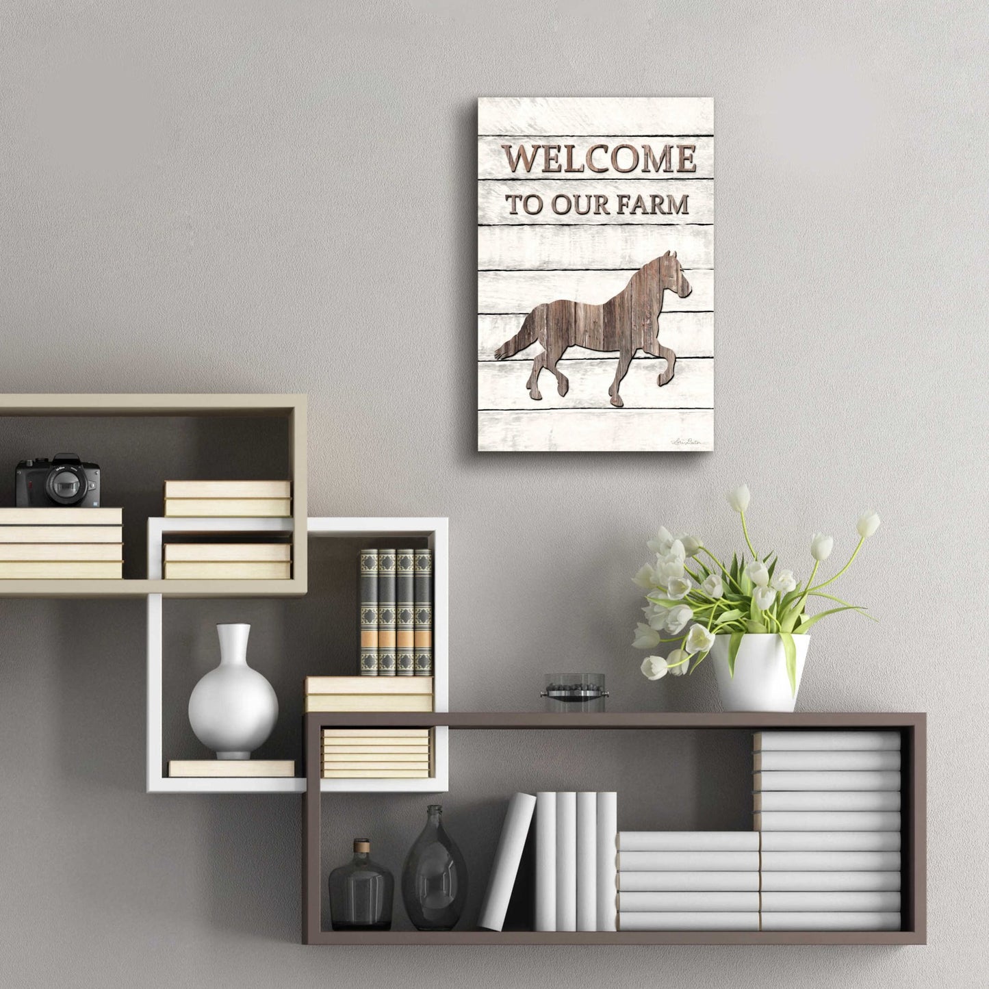 Epic Art 'Horse Welcome to Our Farm' by Lori Deiter Acrylic Glass Wall Art,16x24