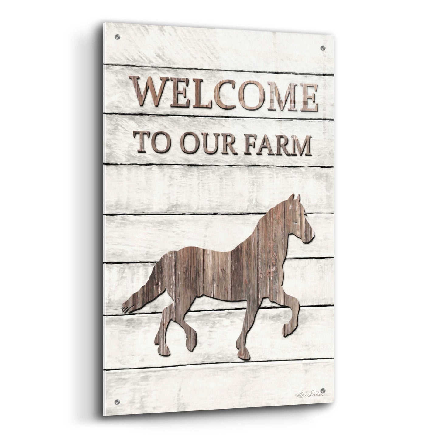 Epic Art 'Horse Welcome to Our Farm' by Lori Deiter Acrylic Glass Wall Art,24x36