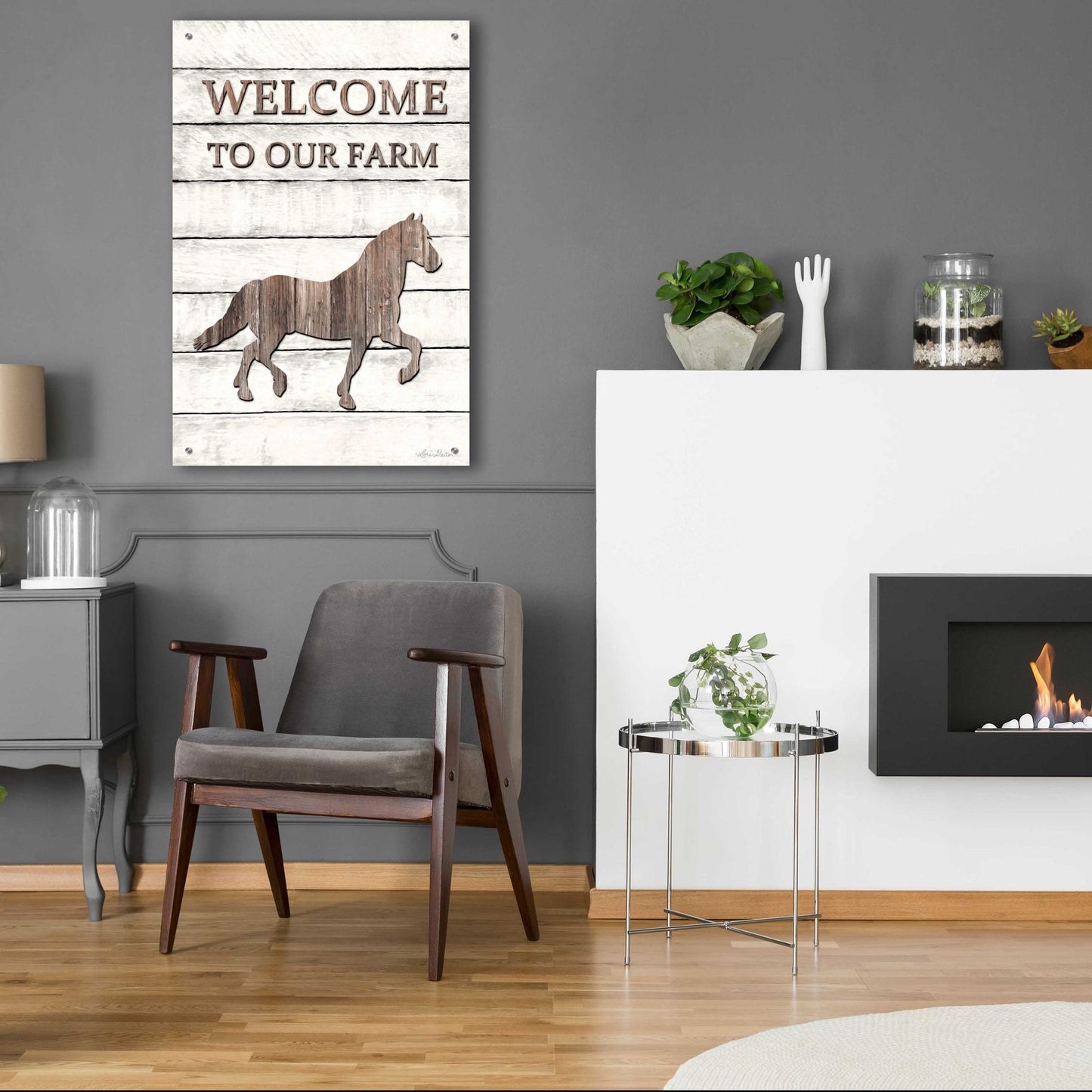 Epic Art 'Horse Welcome to Our Farm' by Lori Deiter Acrylic Glass Wall Art,24x36