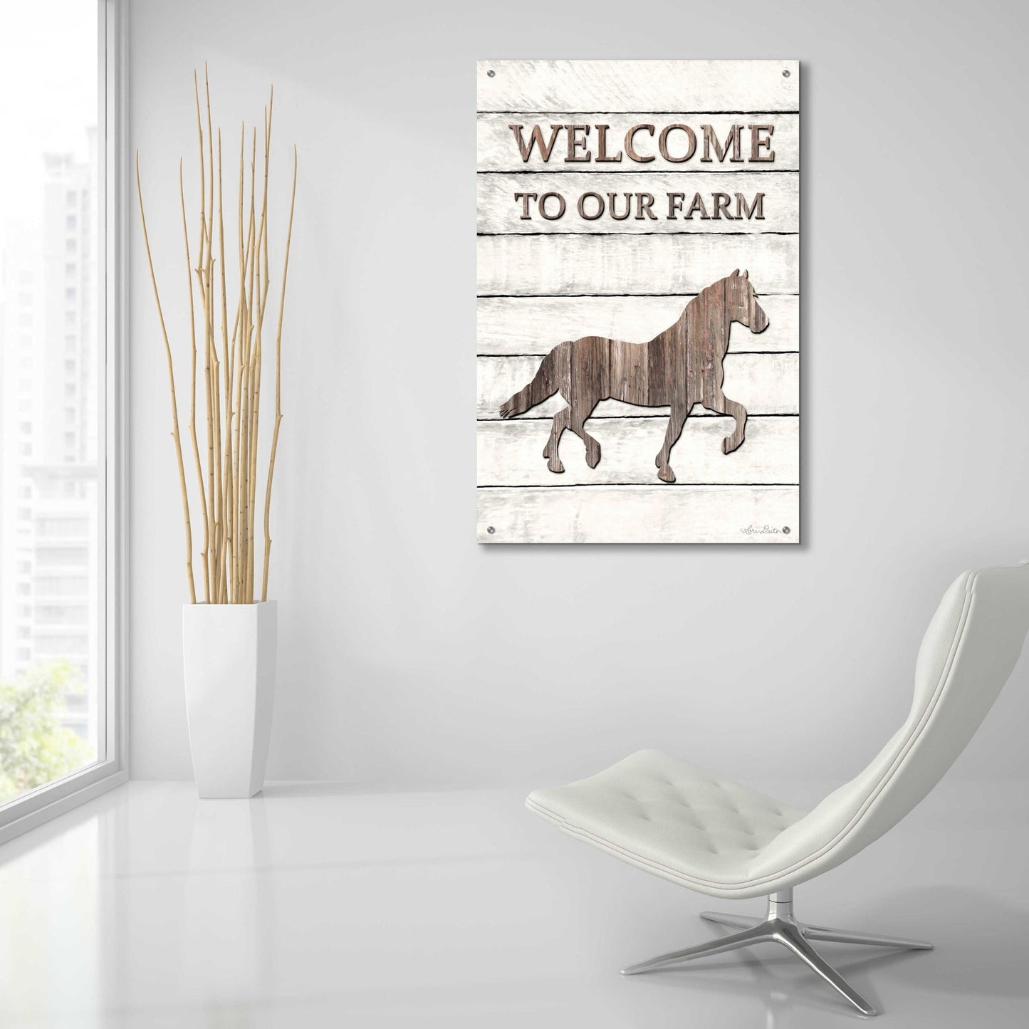 Epic Art 'Horse Welcome to Our Farm' by Lori Deiter Acrylic Glass Wall Art,24x36