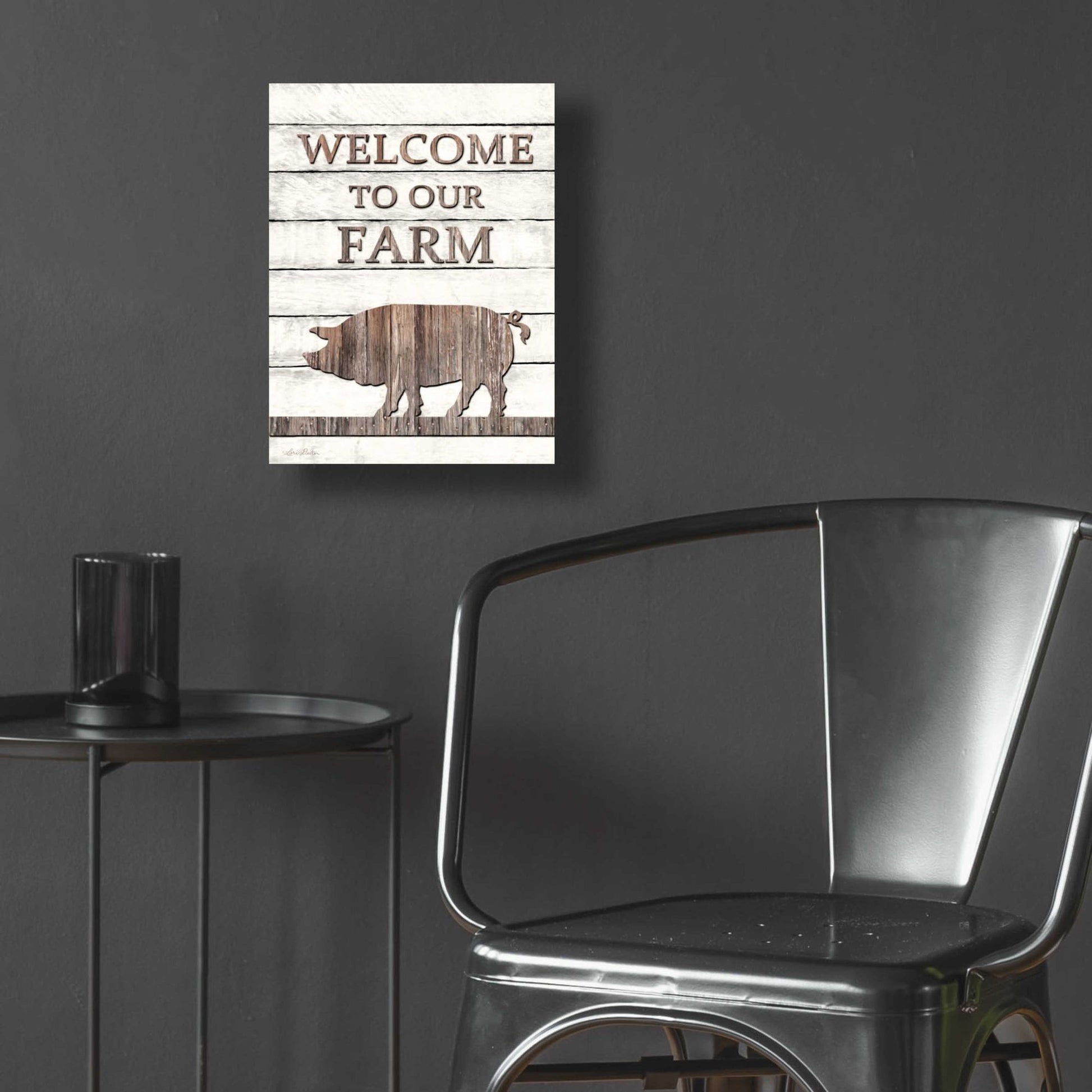 Epic Art 'Pig Welcome to Our Farm' by Lori Deiter Acrylic Glass Wall Art,12x16