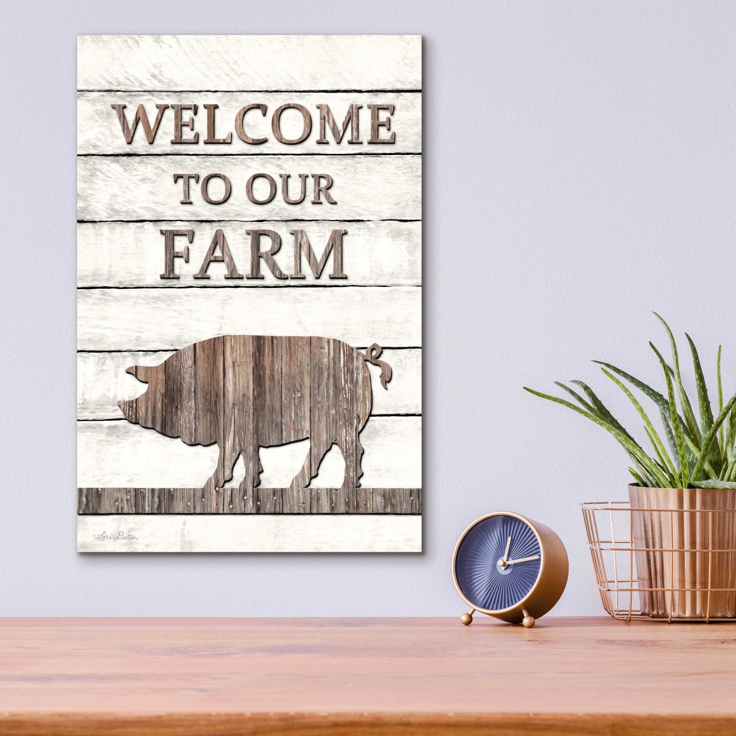 Epic Art 'Pig Welcome to Our Farm' by Lori Deiter Acrylic Glass Wall Art,12x16