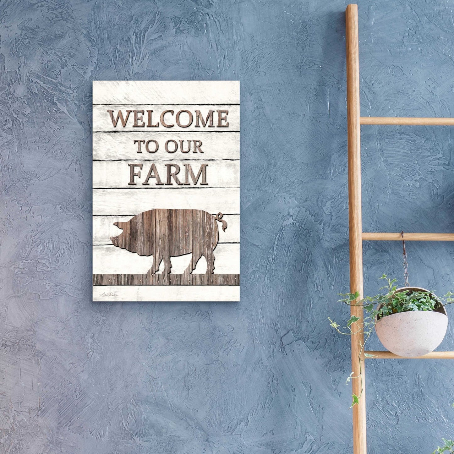 Epic Art 'Pig Welcome to Our Farm' by Lori Deiter Acrylic Glass Wall Art,16x24