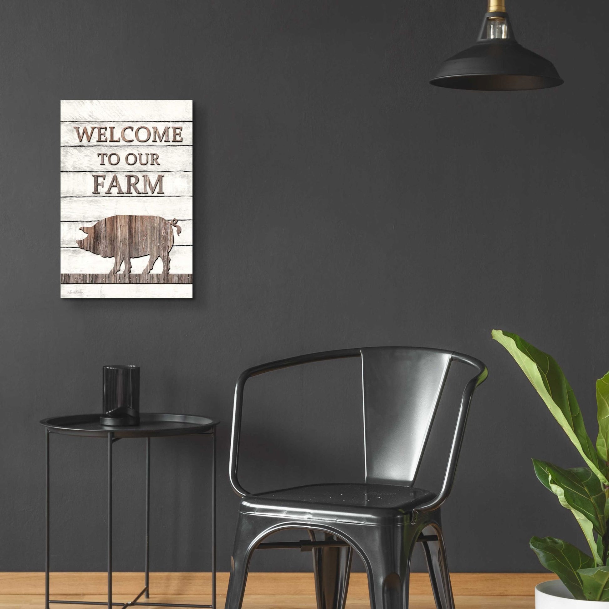 Epic Art 'Pig Welcome to Our Farm' by Lori Deiter Acrylic Glass Wall Art,16x24