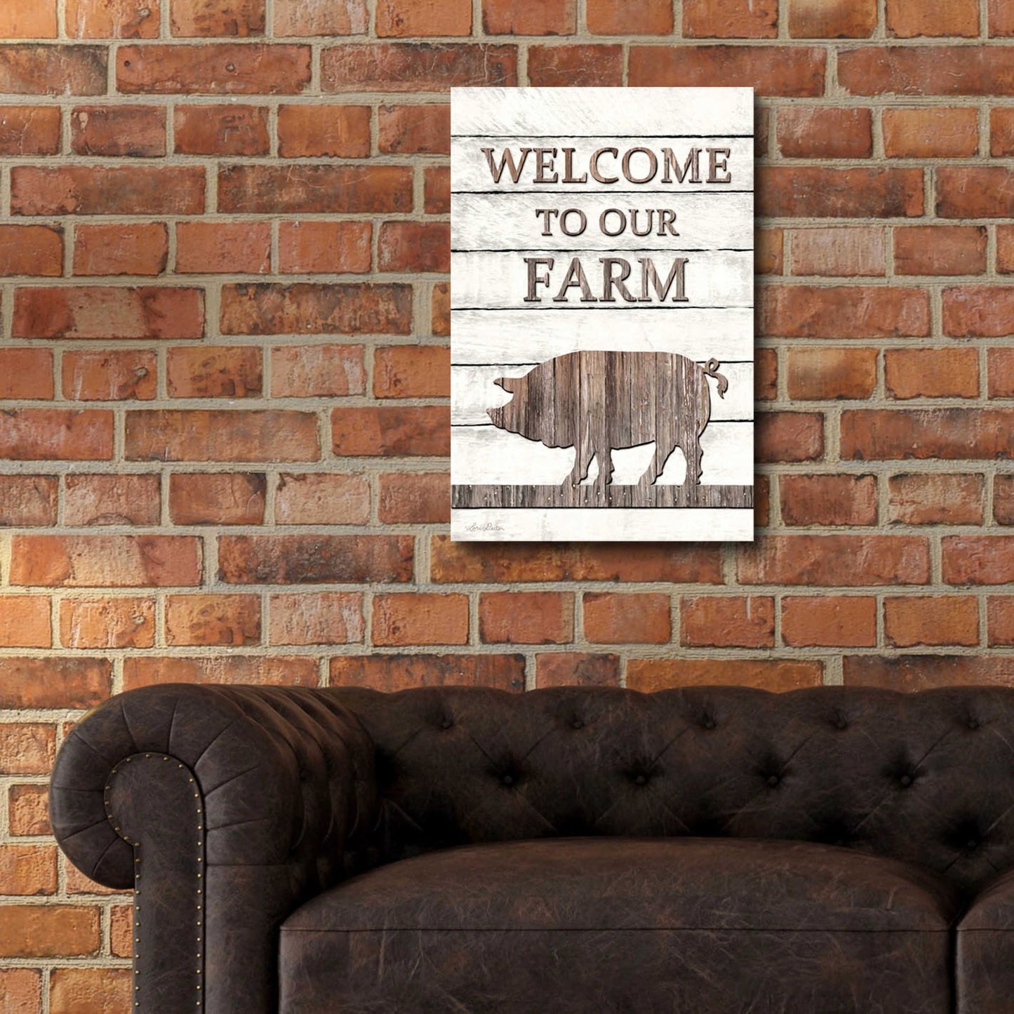 Epic Art 'Pig Welcome to Our Farm' by Lori Deiter Acrylic Glass Wall Art,16x24