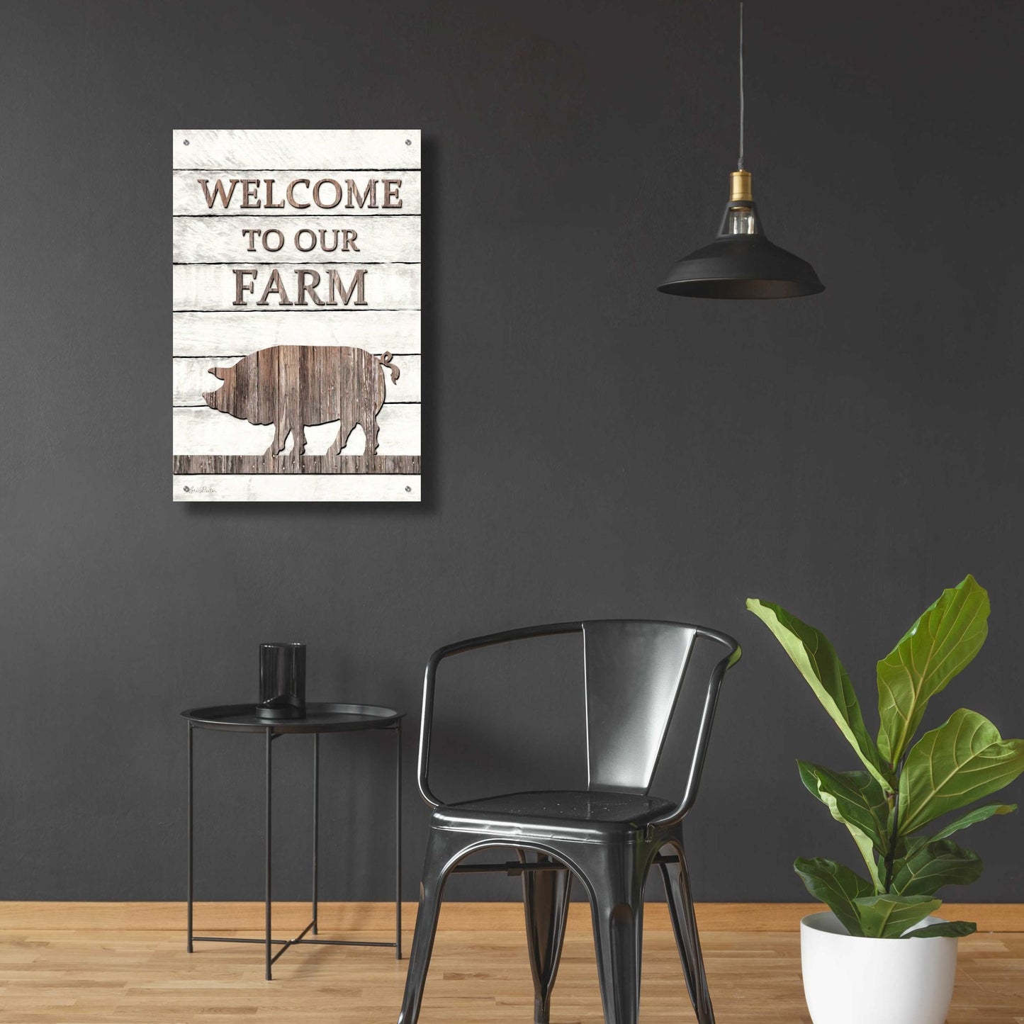 Epic Art 'Pig Welcome to Our Farm' by Lori Deiter Acrylic Glass Wall Art,24x36