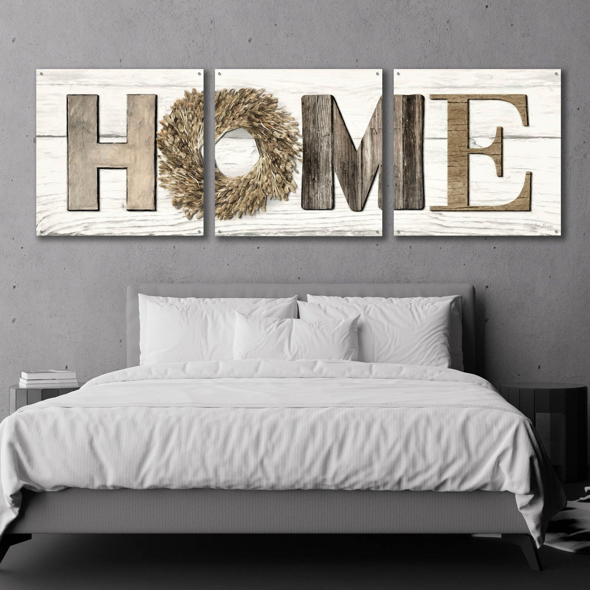 Epic Art 'Home in Beige' by Lori Deiter Acrylic Glass Wall Art, 3 Piece Set,108x36