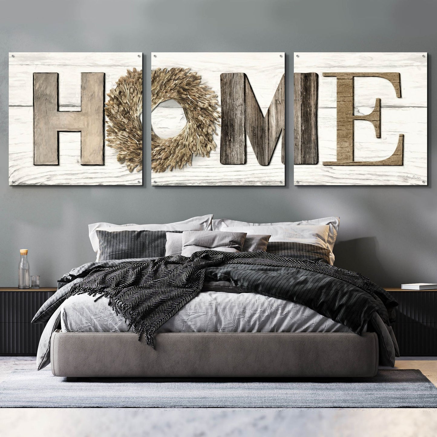 Epic Art 'Home in Beige' by Lori Deiter Acrylic Glass Wall Art, 3 Piece Set,108x36