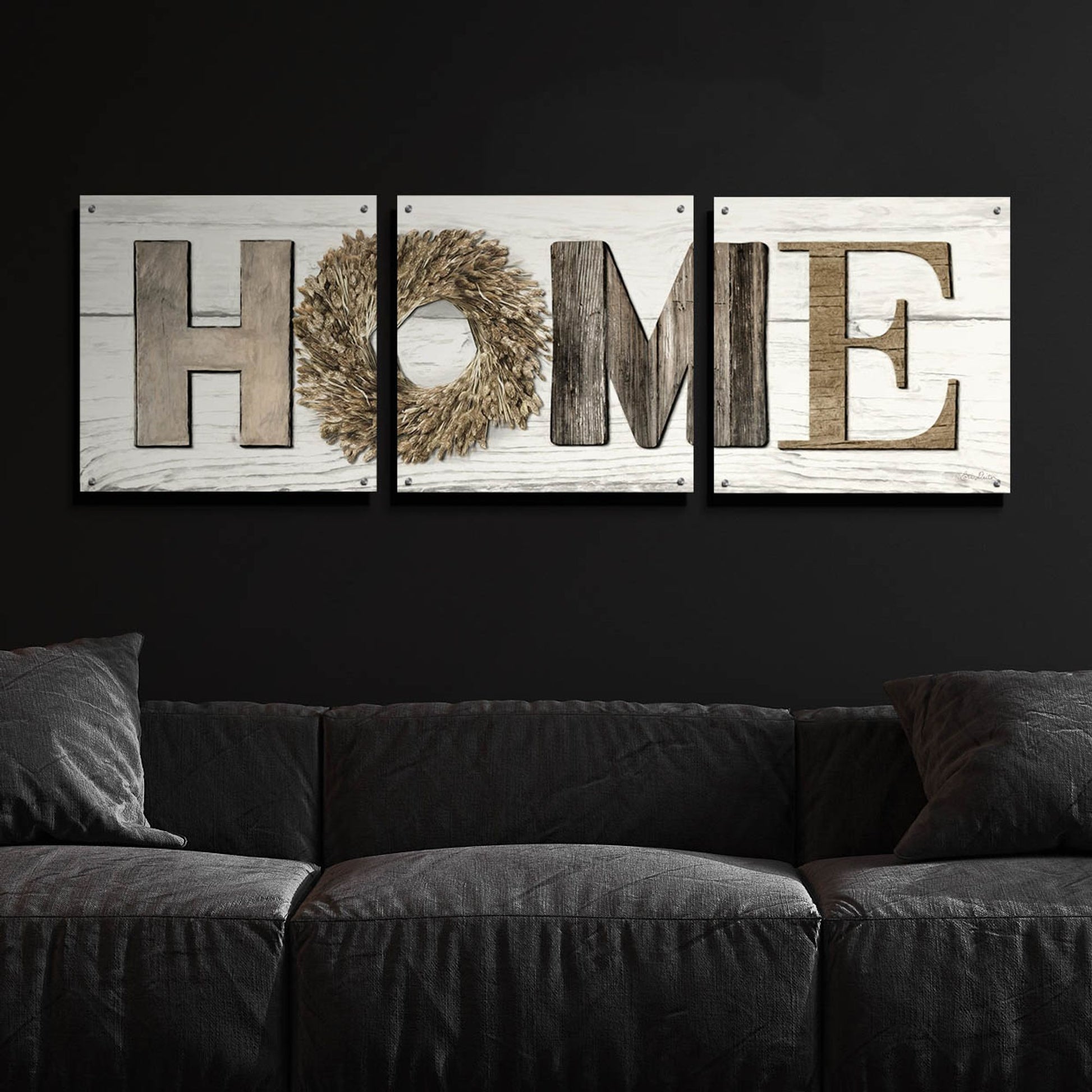 Epic Art 'Home in Beige' by Lori Deiter Acrylic Glass Wall Art, 3 Piece Set,72x24