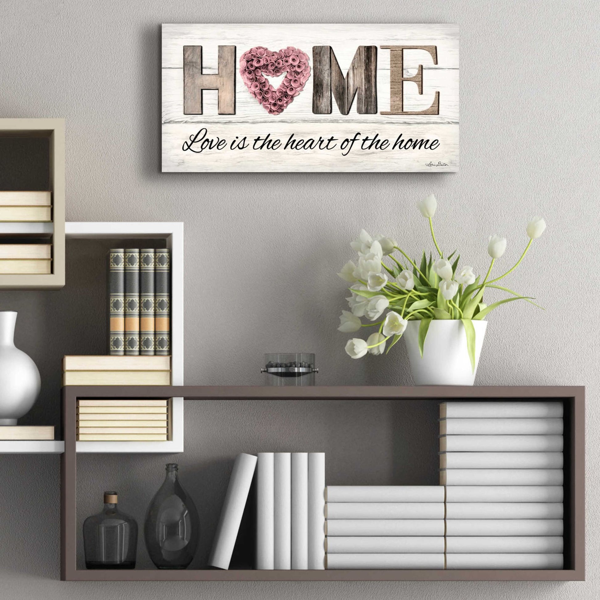 Epic Art 'Love is the Heart of the Home' by Lori Deiter Acrylic Glass Wall Art,24x12