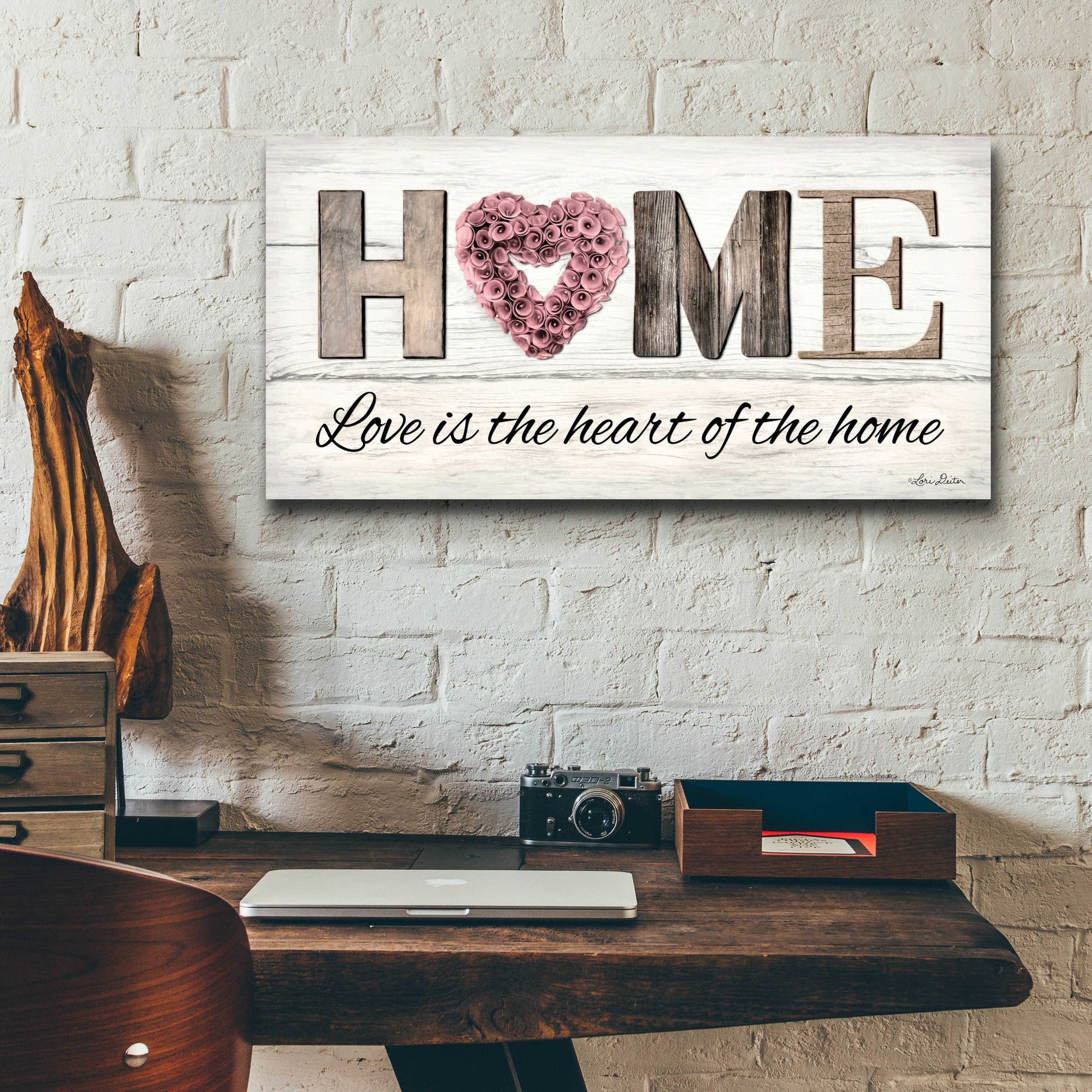 Epic Art 'Love is the Heart of the Home' by Lori Deiter Acrylic Glass Wall Art,24x12