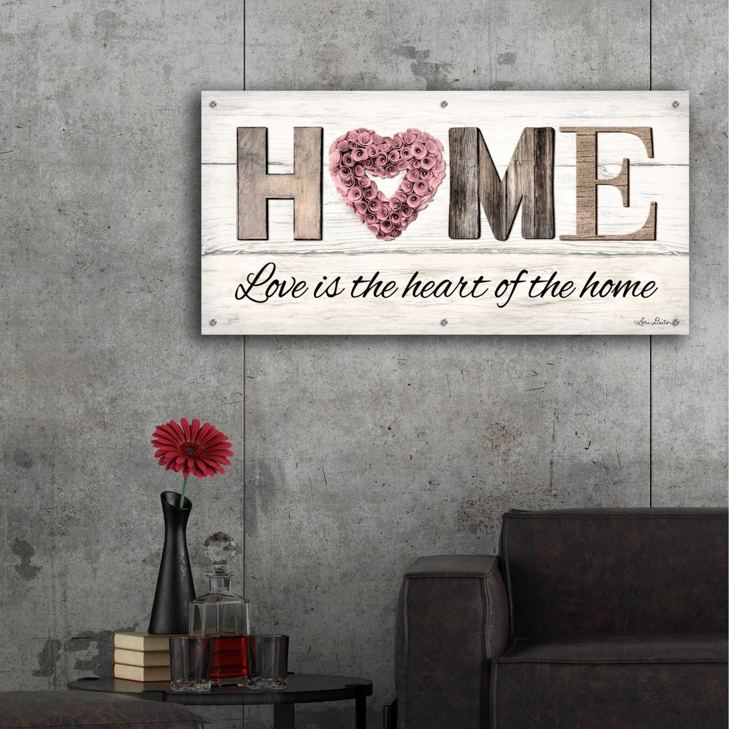 Epic Art 'Love is the Heart of the Home' by Lori Deiter Acrylic Glass Wall Art,48x24