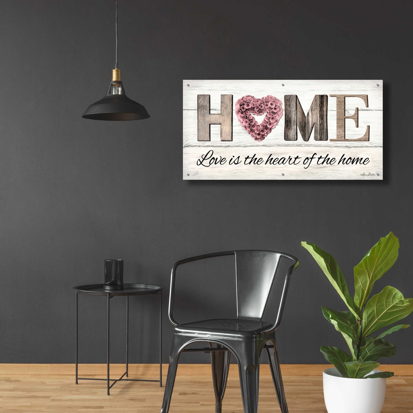 Epic Art 'Love is the Heart of the Home' by Lori Deiter Acrylic Glass Wall Art,48x24