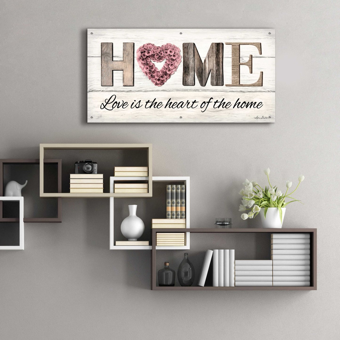 Epic Art 'Love is the Heart of the Home' by Lori Deiter Acrylic Glass Wall Art,48x24