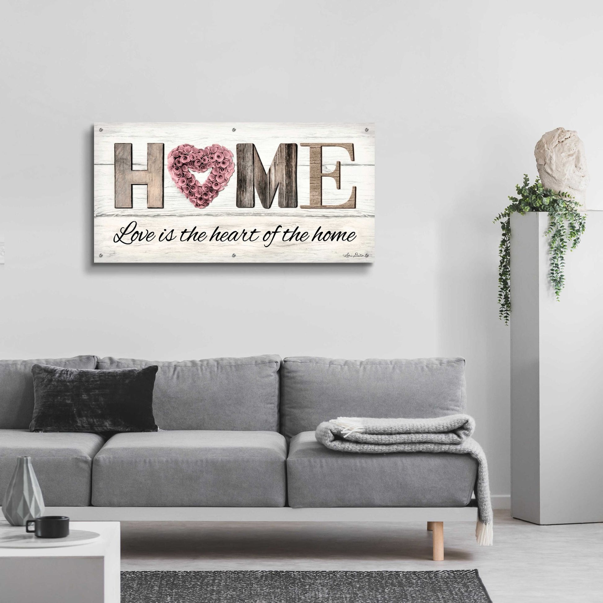 Epic Art 'Love is the Heart of the Home' by Lori Deiter Acrylic Glass Wall Art,48x24