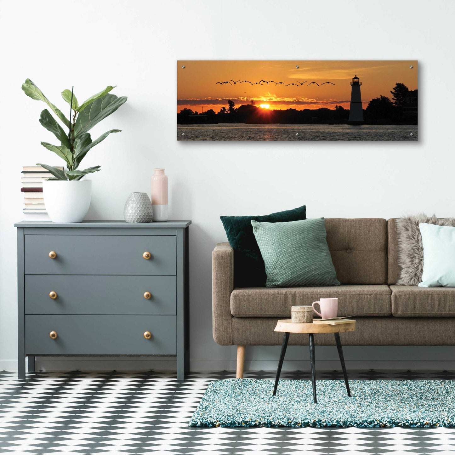 Epic Art 'Sunset Flight' by Lori Deiter Acrylic Glass Wall Art,48x16