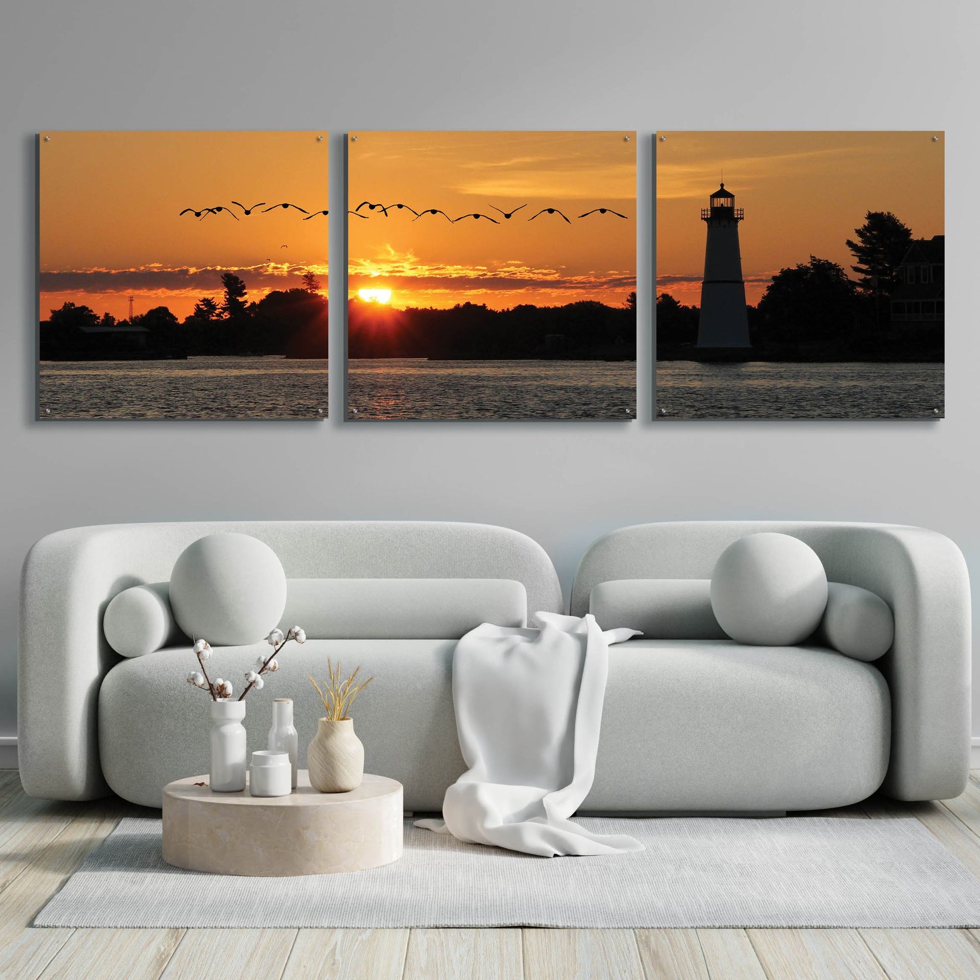 Epic Art 'Sunset Flight' by Lori Deiter Acrylic Glass Wall Art, 3 Piece Set,108x36