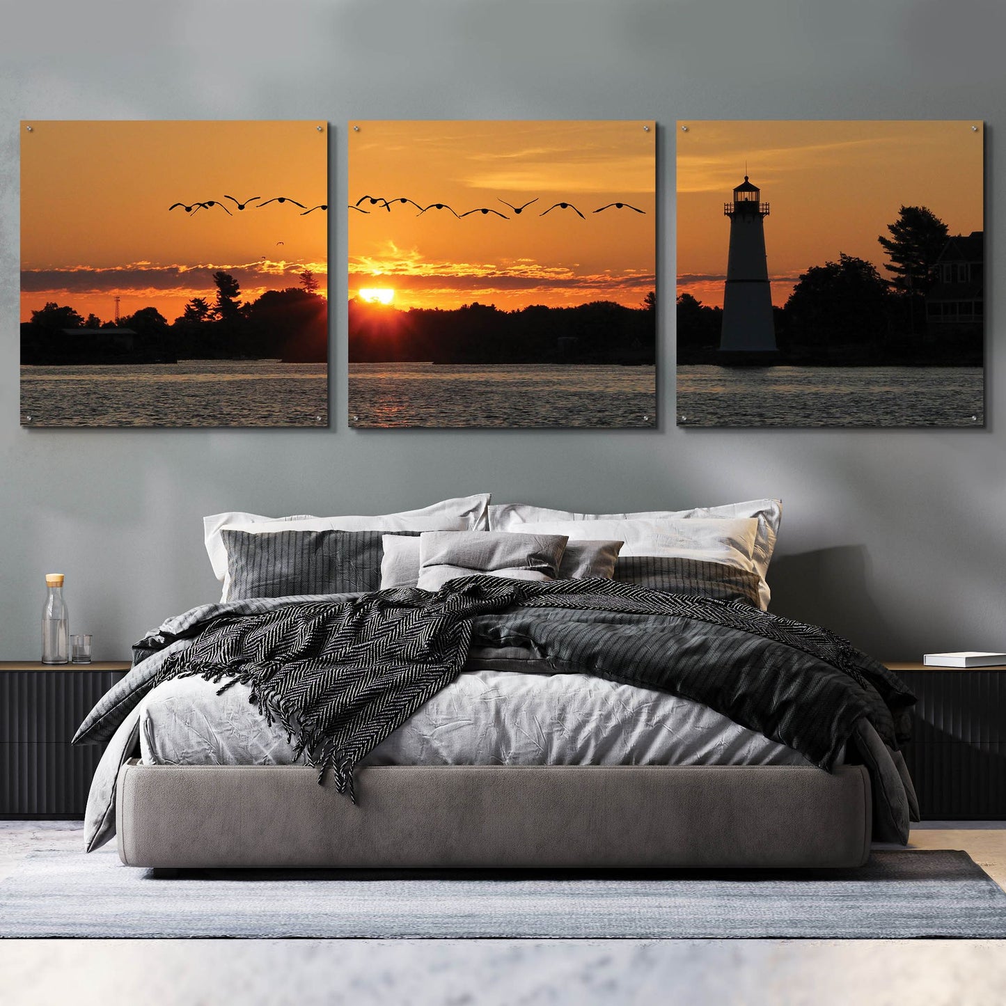 Epic Art 'Sunset Flight' by Lori Deiter Acrylic Glass Wall Art, 3 Piece Set,108x36