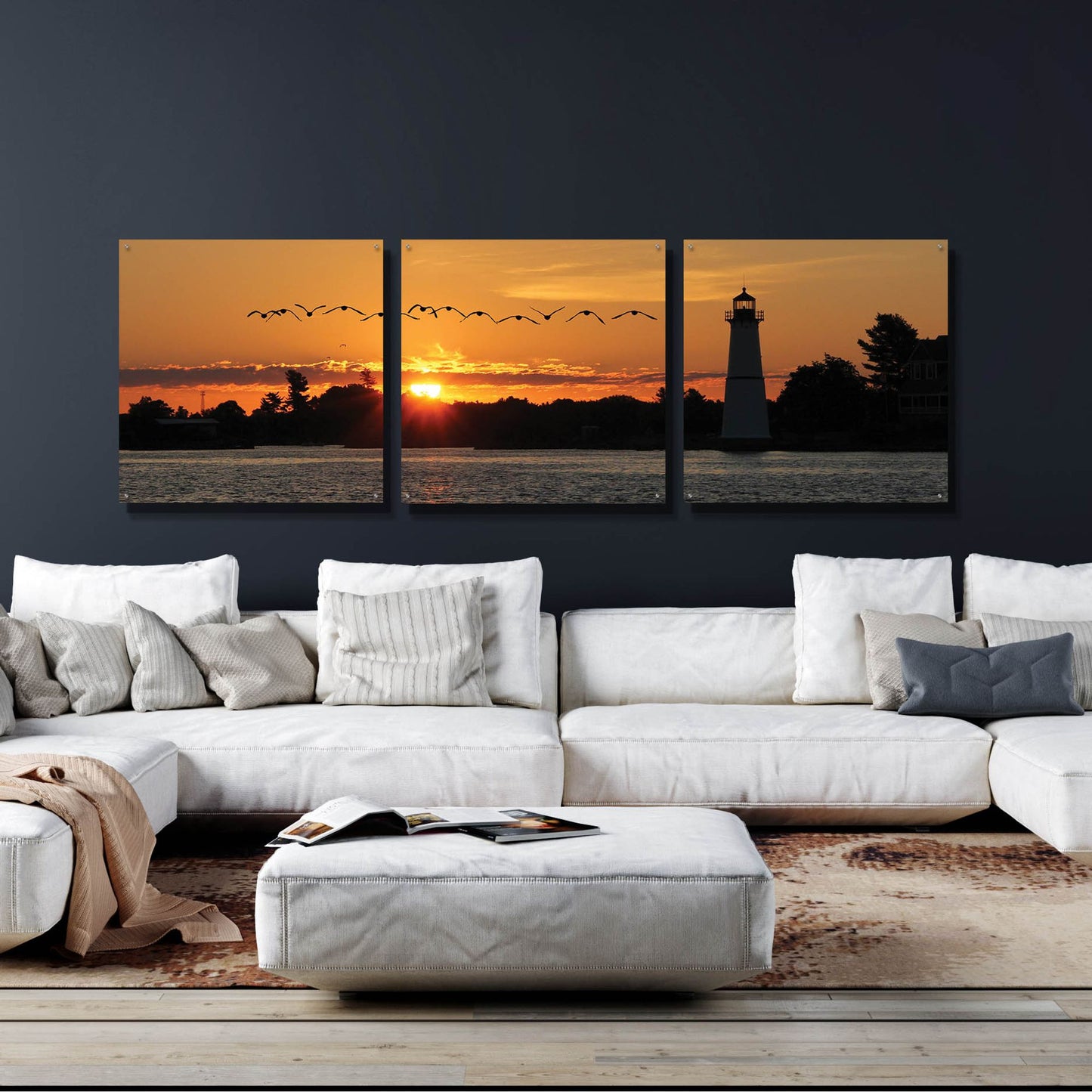 Epic Art 'Sunset Flight' by Lori Deiter Acrylic Glass Wall Art, 3 Piece Set,108x36