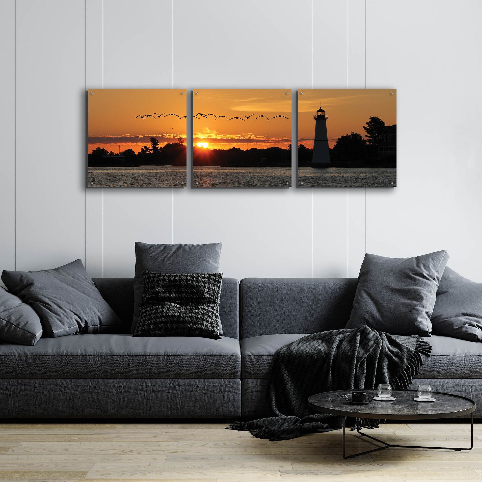 Epic Art 'Sunset Flight' by Lori Deiter Acrylic Glass Wall Art, 3 Piece Set,72x24