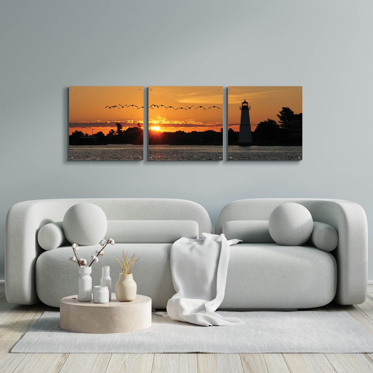 Epic Art 'Sunset Flight' by Lori Deiter Acrylic Glass Wall Art, 3 Piece Set,72x24