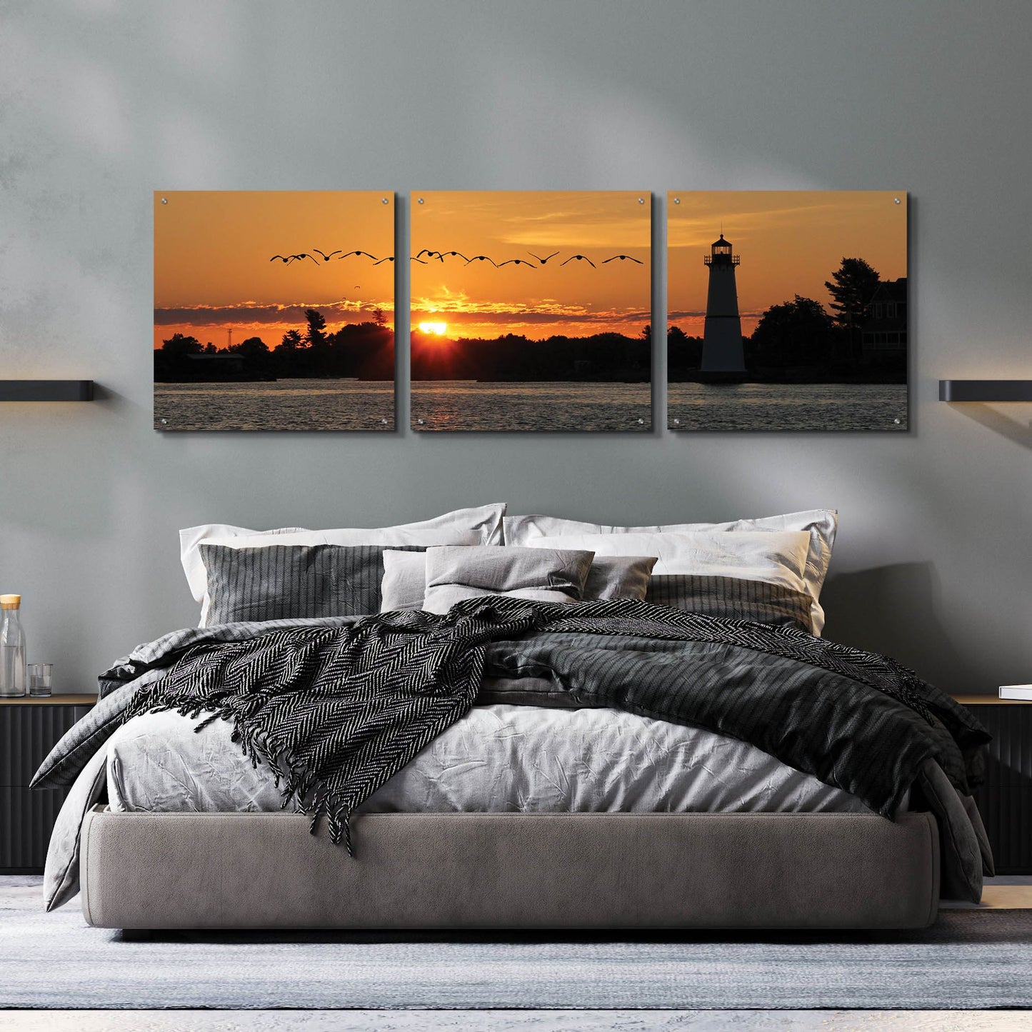 Epic Art 'Sunset Flight' by Lori Deiter Acrylic Glass Wall Art, 3 Piece Set,72x24