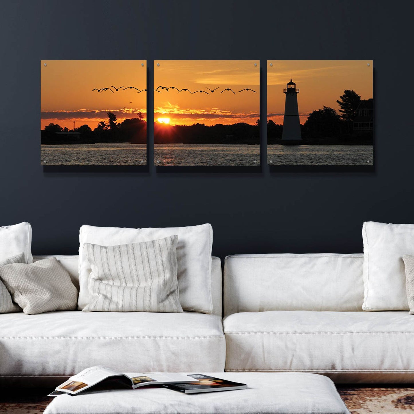 Epic Art 'Sunset Flight' by Lori Deiter Acrylic Glass Wall Art, 3 Piece Set,72x24