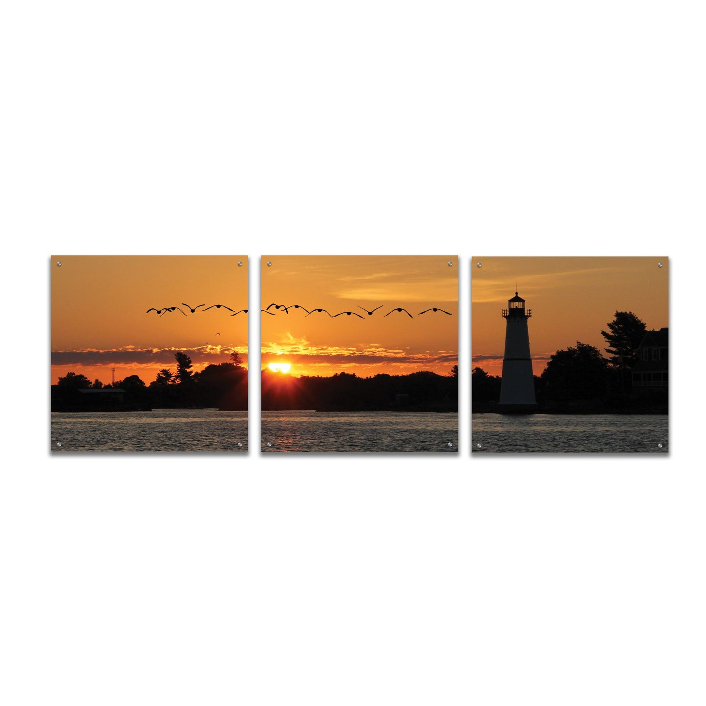 Epic Art 'Sunset Flight' by Lori Deiter Acrylic Glass Wall Art, 3 Piece Set