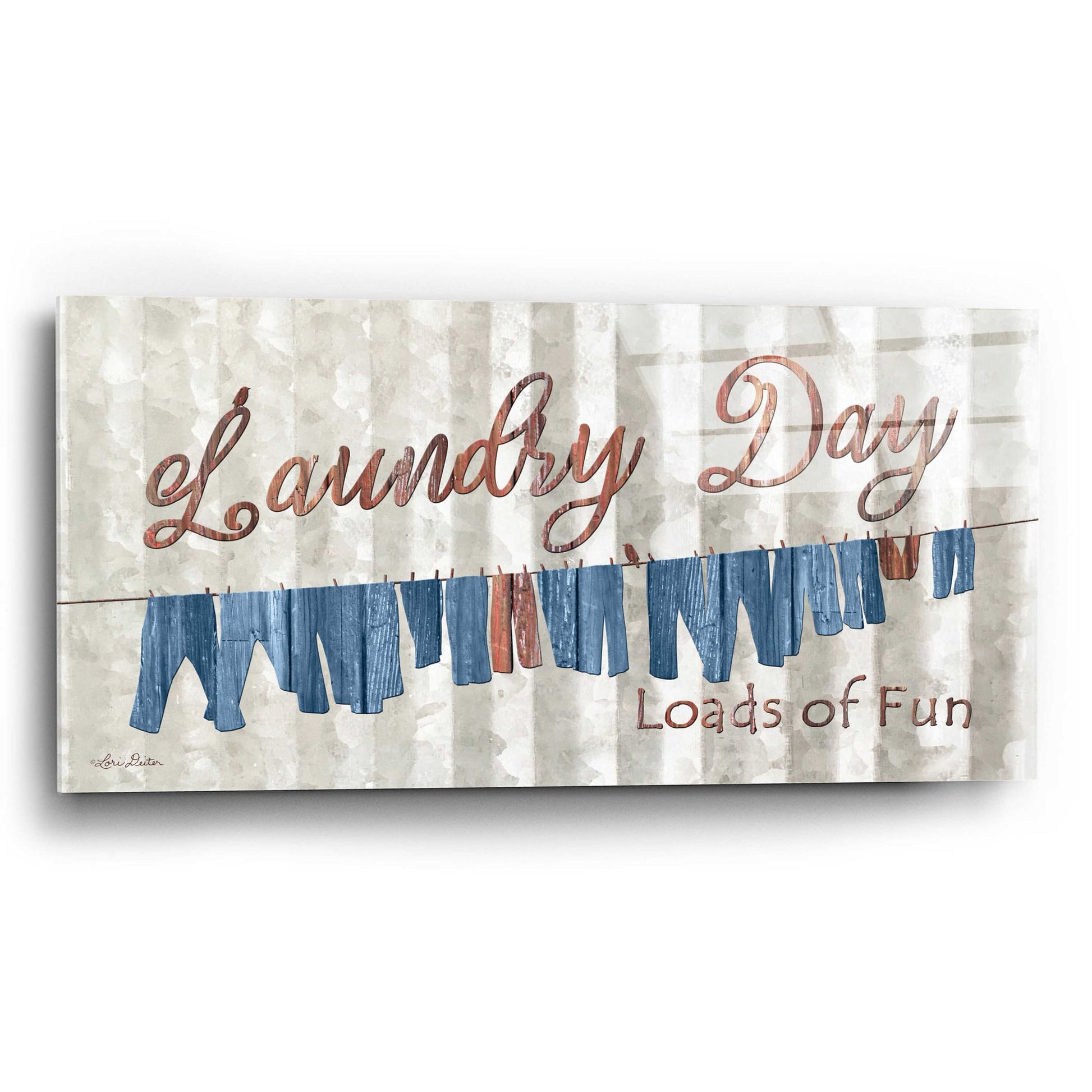 Epic Art 'Laundry Day - Loads of Fun' by Lori Deiter Acrylic Glass Wall Art,24x12