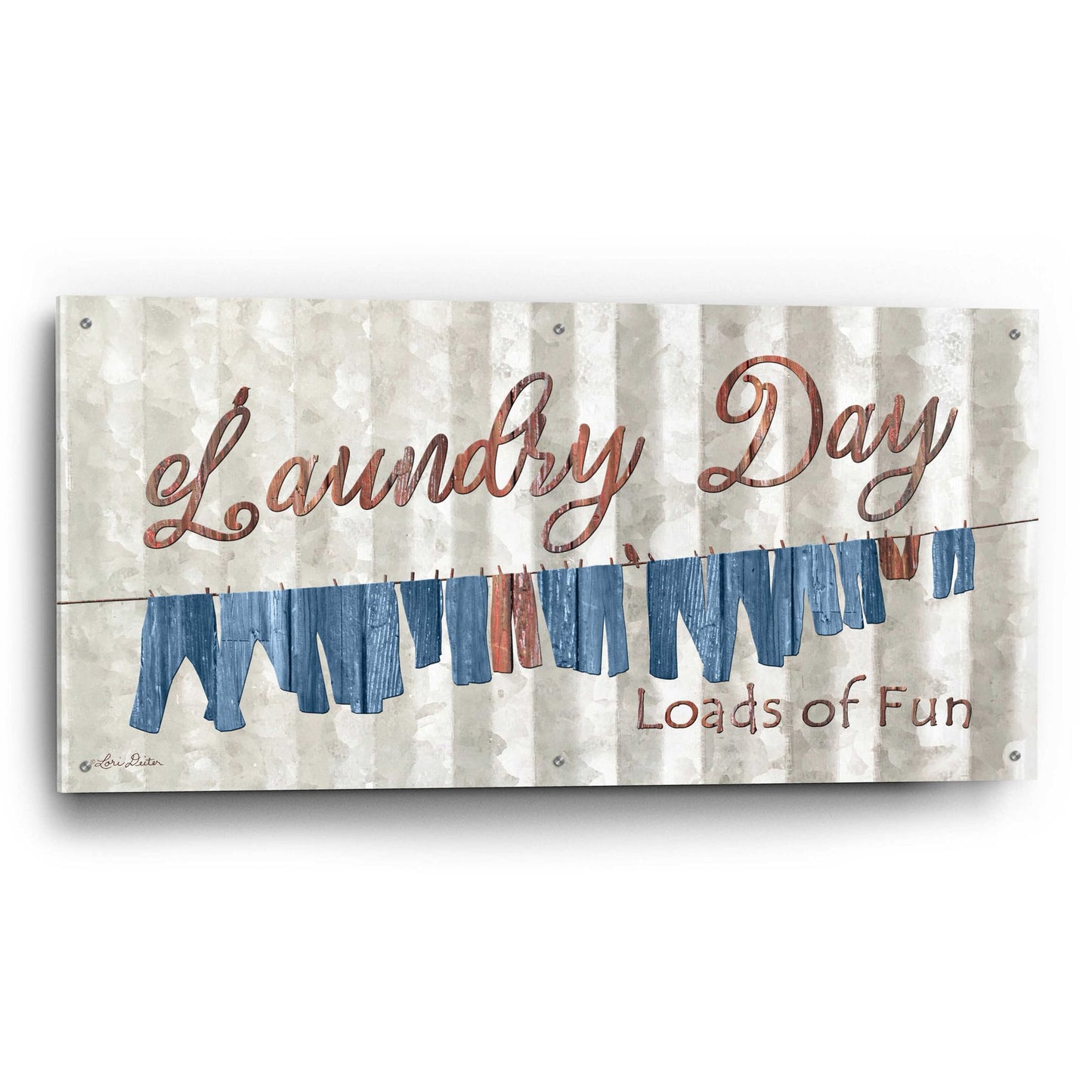 Epic Art 'Laundry Day - Loads of Fun' by Lori Deiter Acrylic Glass Wall Art,48x24