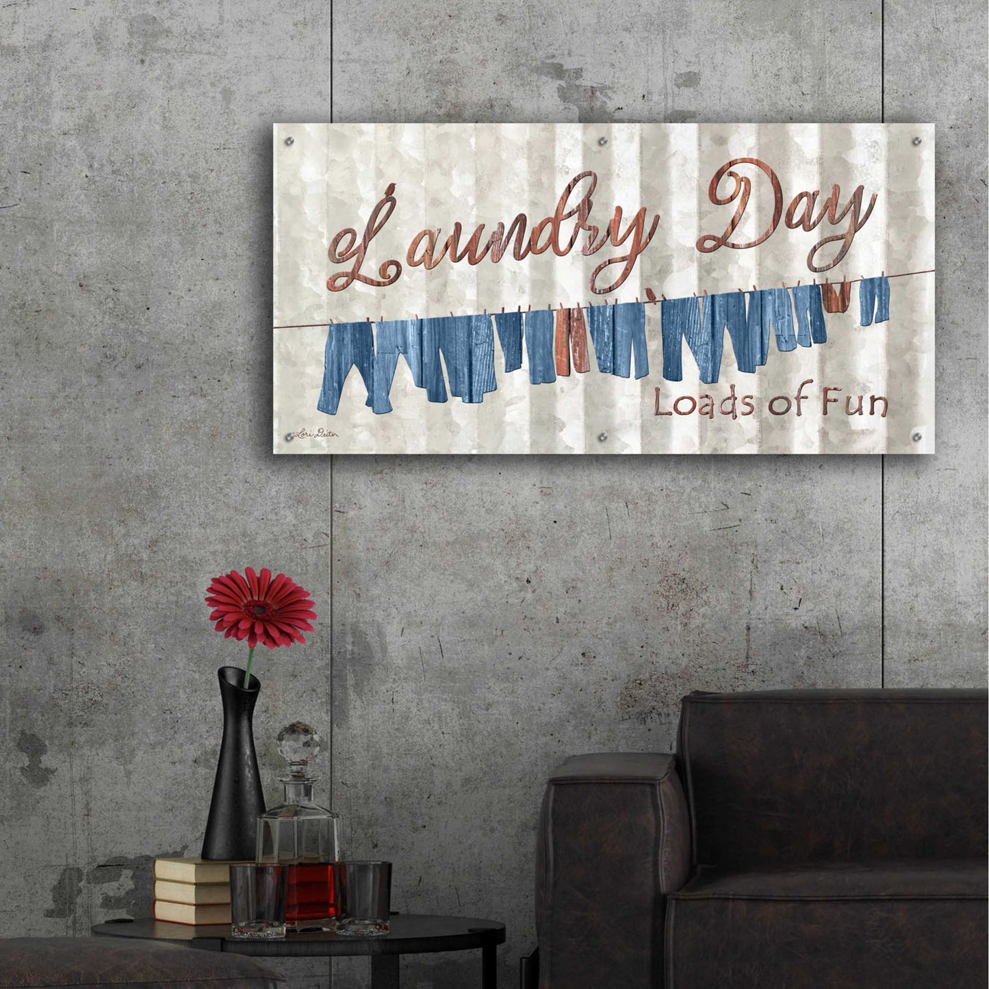 Epic Art 'Laundry Day - Loads of Fun' by Lori Deiter Acrylic Glass Wall Art,48x24