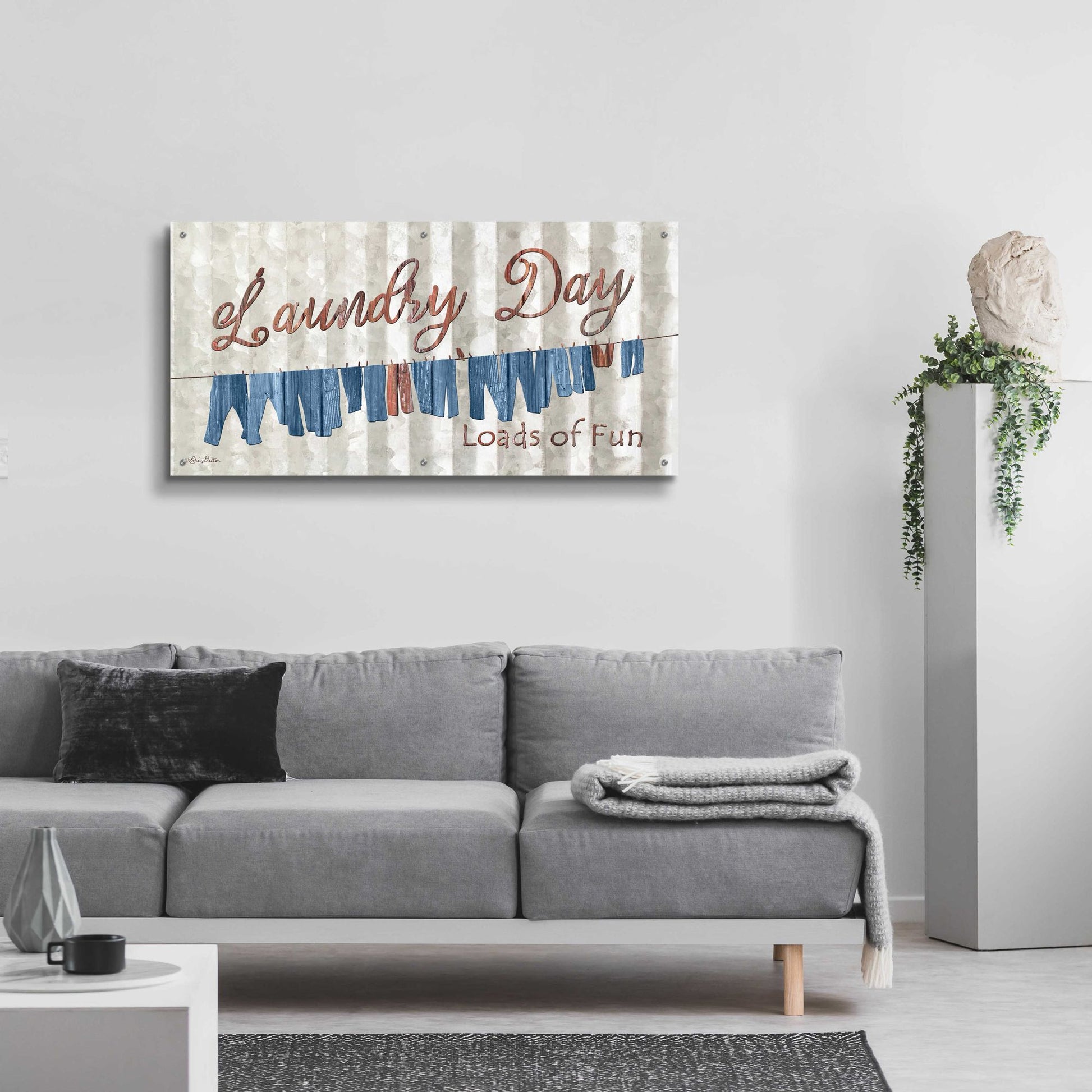 Epic Art 'Laundry Day - Loads of Fun' by Lori Deiter Acrylic Glass Wall Art,48x24