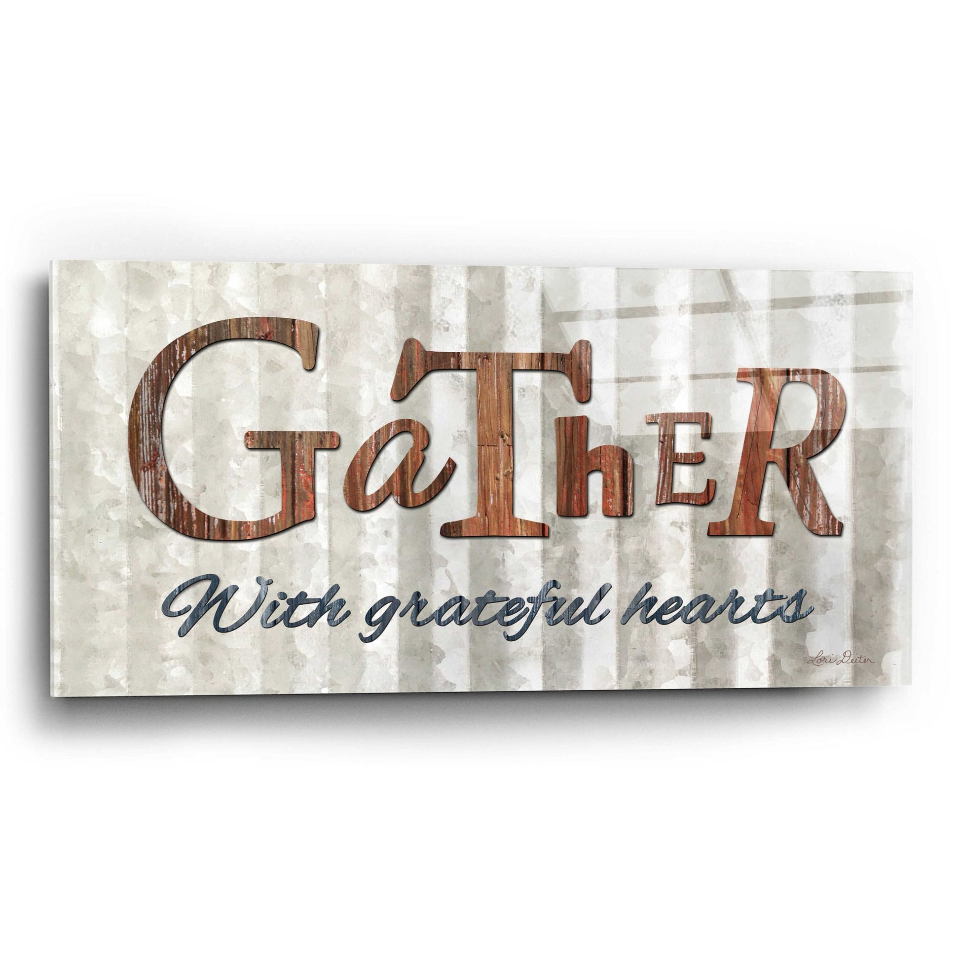 Epic Art 'Gather with Graceful Hearts' by Lori Deiter Acrylic Glass Wall Art,24x12