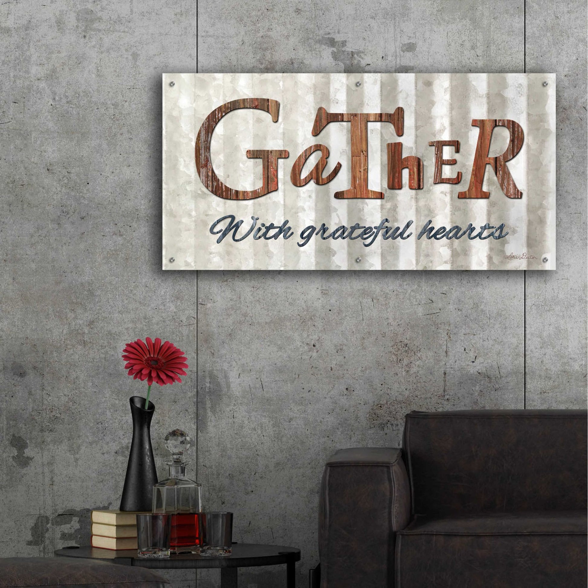 Epic Art 'Gather with Graceful Hearts' by Lori Deiter Acrylic Glass Wall Art,48x24