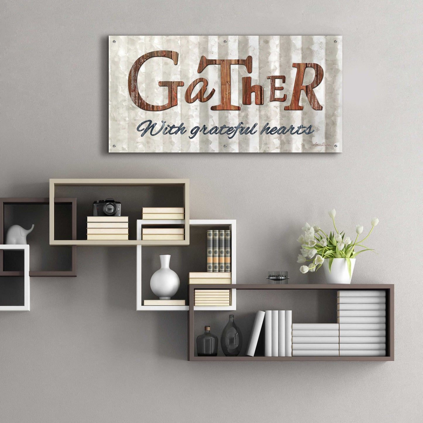 Epic Art 'Gather with Graceful Hearts' by Lori Deiter Acrylic Glass Wall Art,48x24