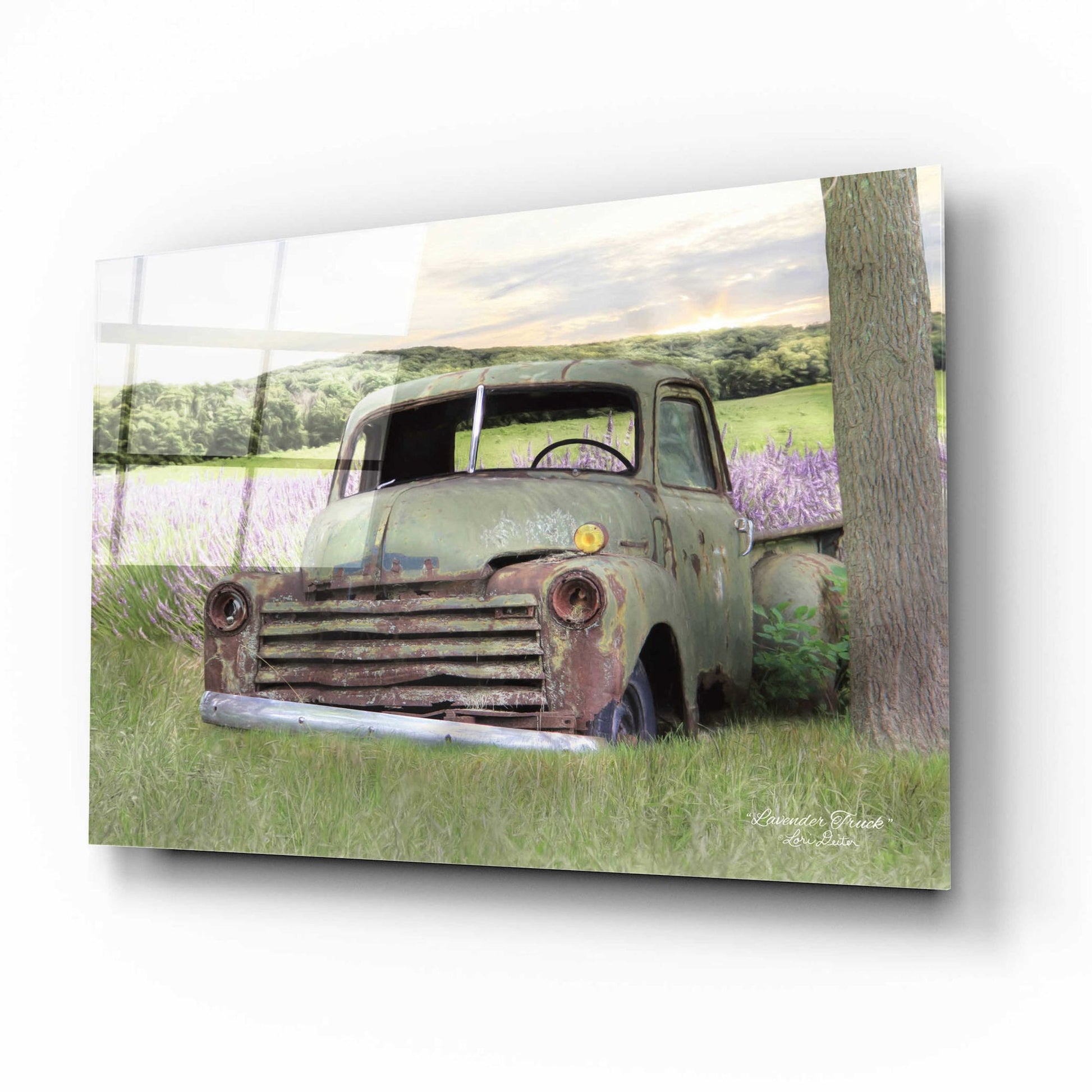 Epic Art 'Lavender Truck' by Lori Deiter Acrylic Glass Wall Art,16x12