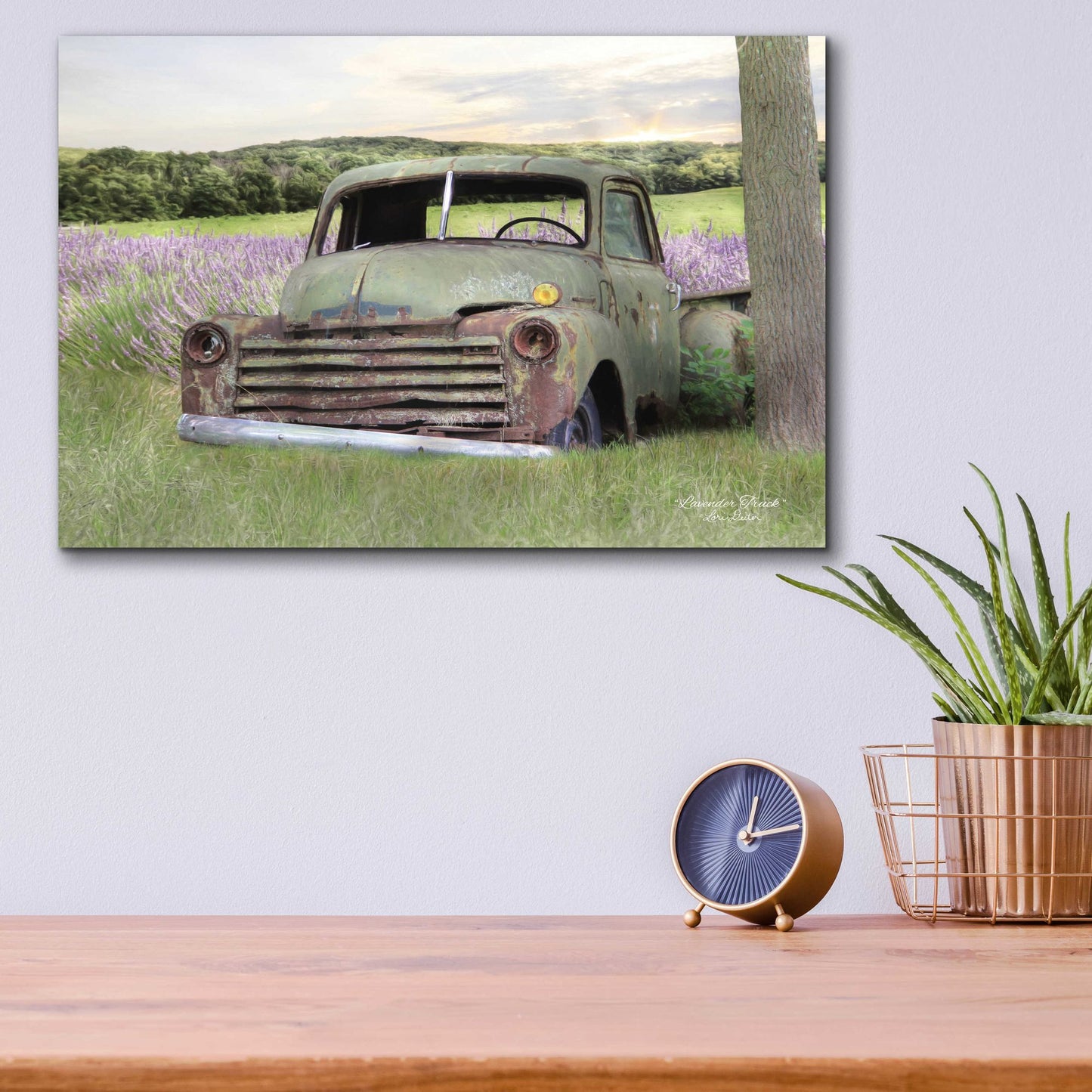 Epic Art 'Lavender Truck' by Lori Deiter Acrylic Glass Wall Art,16x12