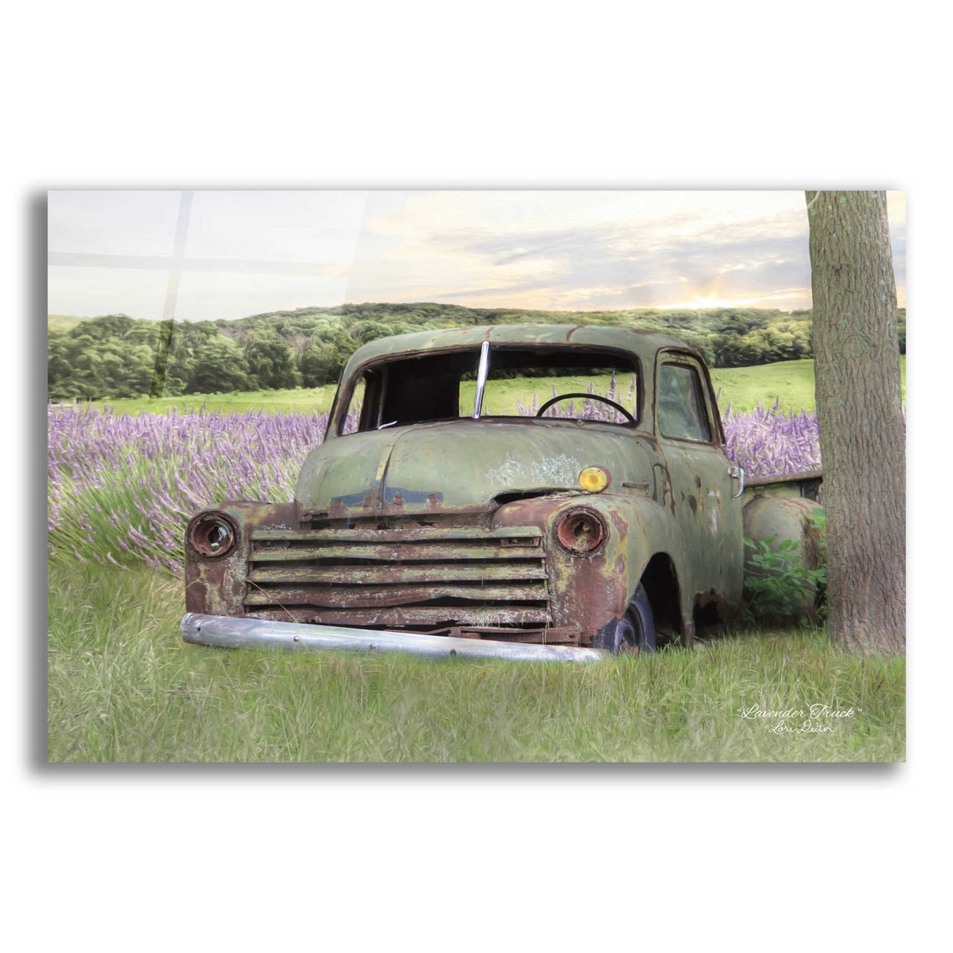 Epic Art 'Lavender Truck' by Lori Deiter Acrylic Glass Wall Art,24x16