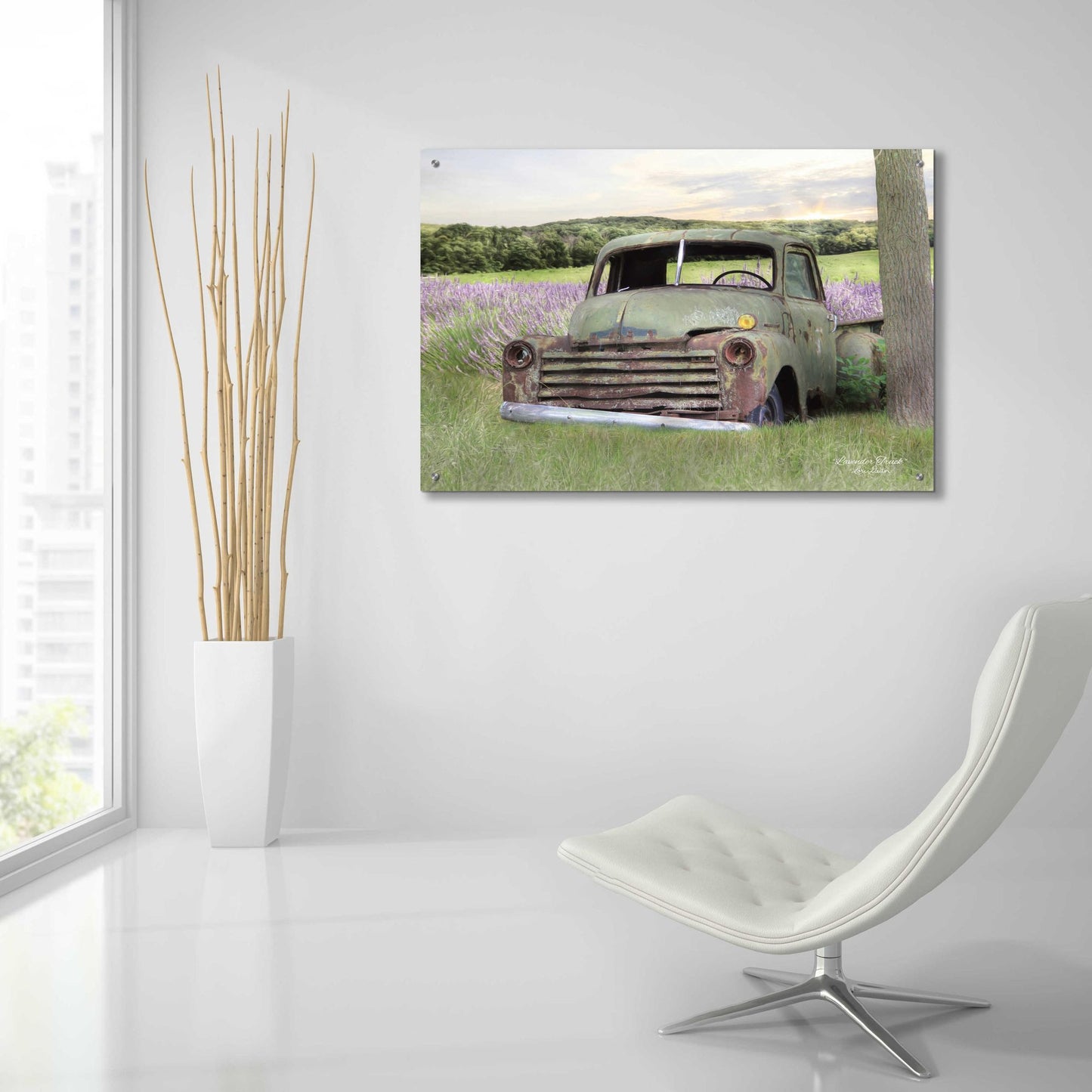 Epic Art 'Lavender Truck' by Lori Deiter Acrylic Glass Wall Art,36x24