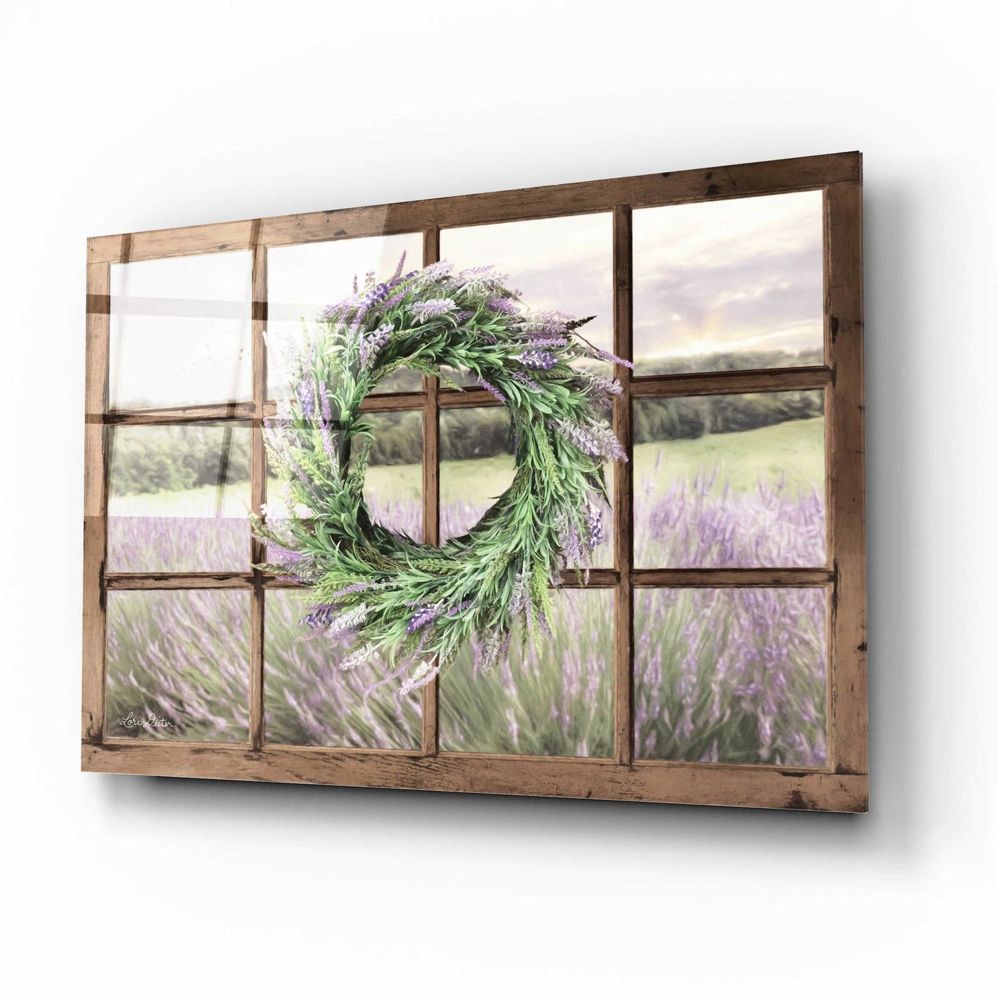 Epic Art 'Lavender Fields Window' by Lori Deiter Acrylic Glass Wall Art,16x12