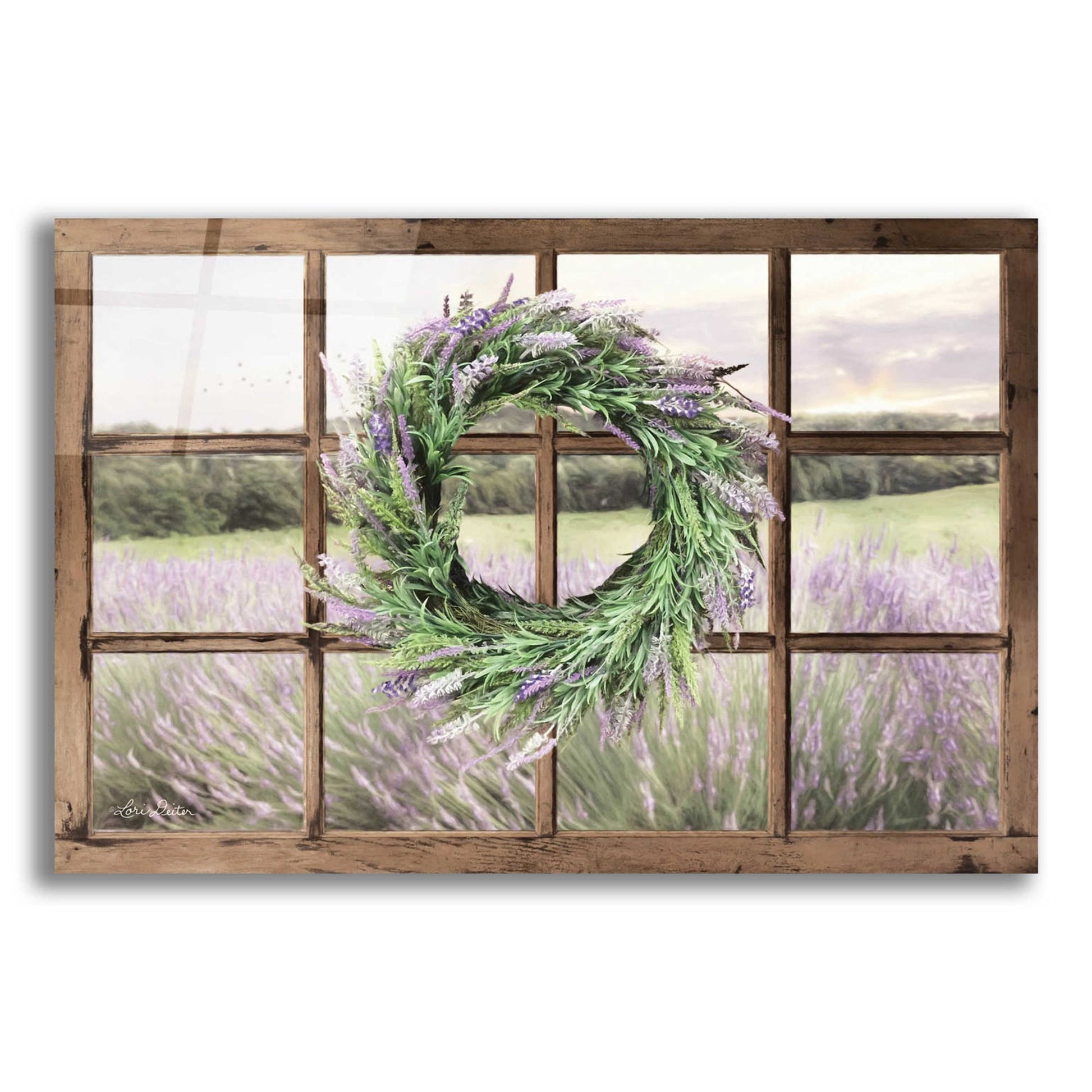 Epic Art 'Lavender Fields Window' by Lori Deiter Acrylic Glass Wall Art,24x16