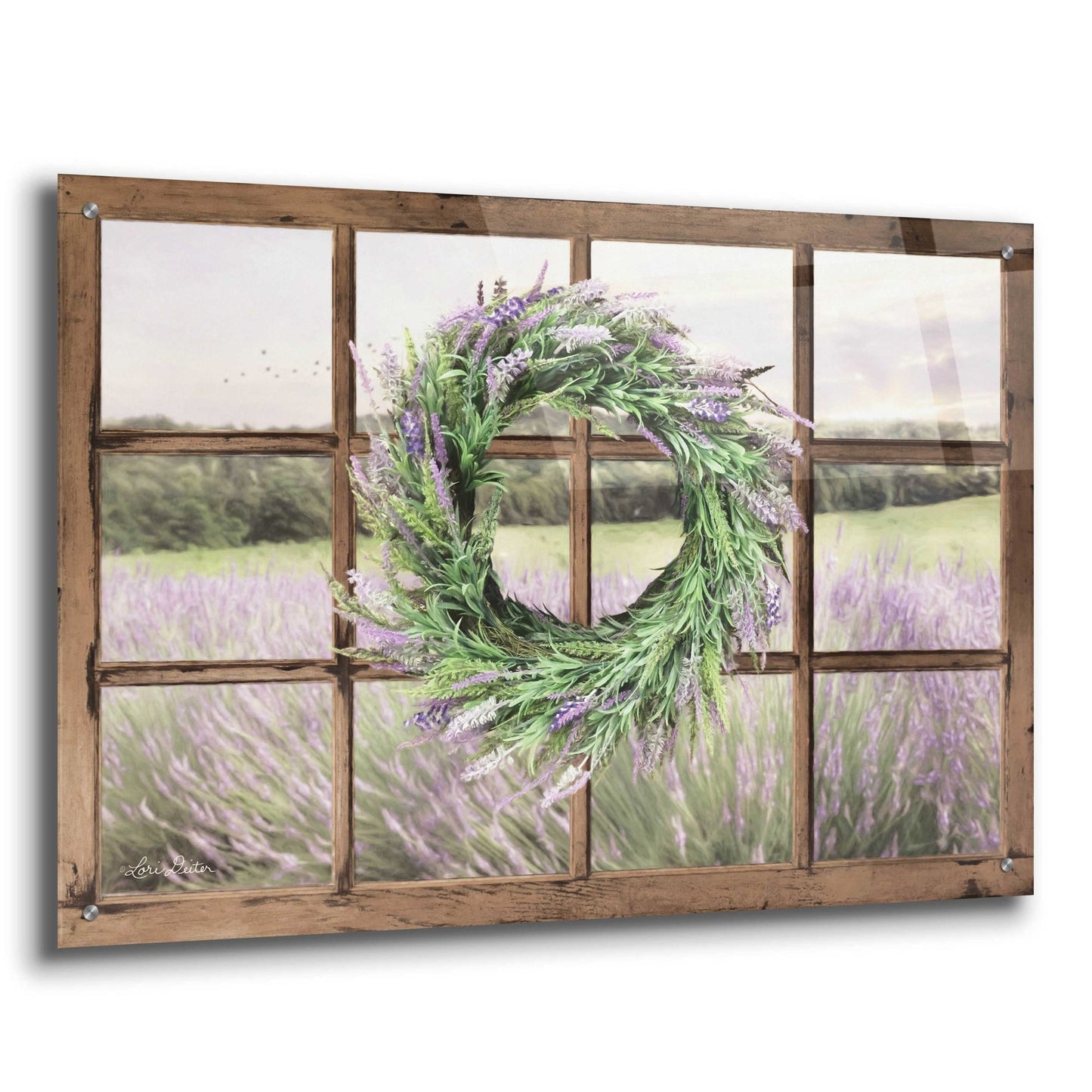 Epic Art 'Lavender Fields Window' by Lori Deiter Acrylic Glass Wall Art,36x24