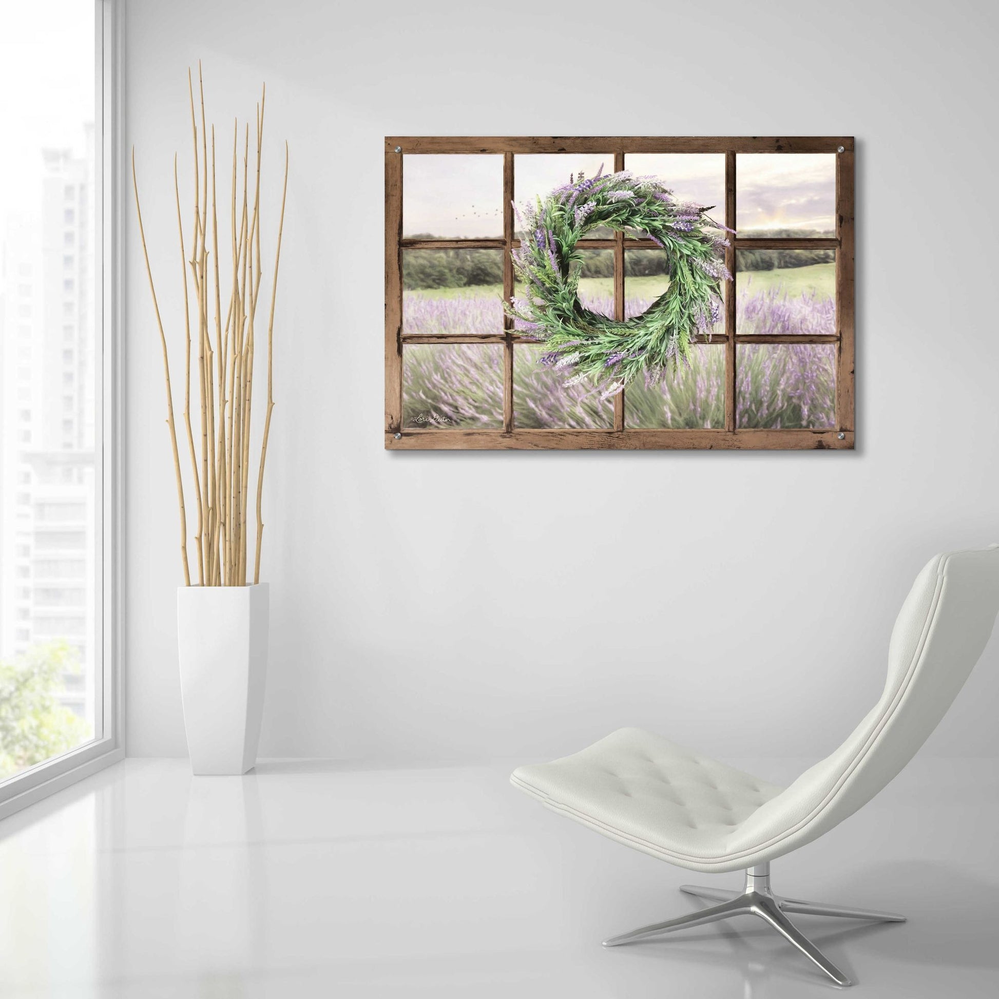 Epic Art 'Lavender Fields Window' by Lori Deiter Acrylic Glass Wall Art,36x24