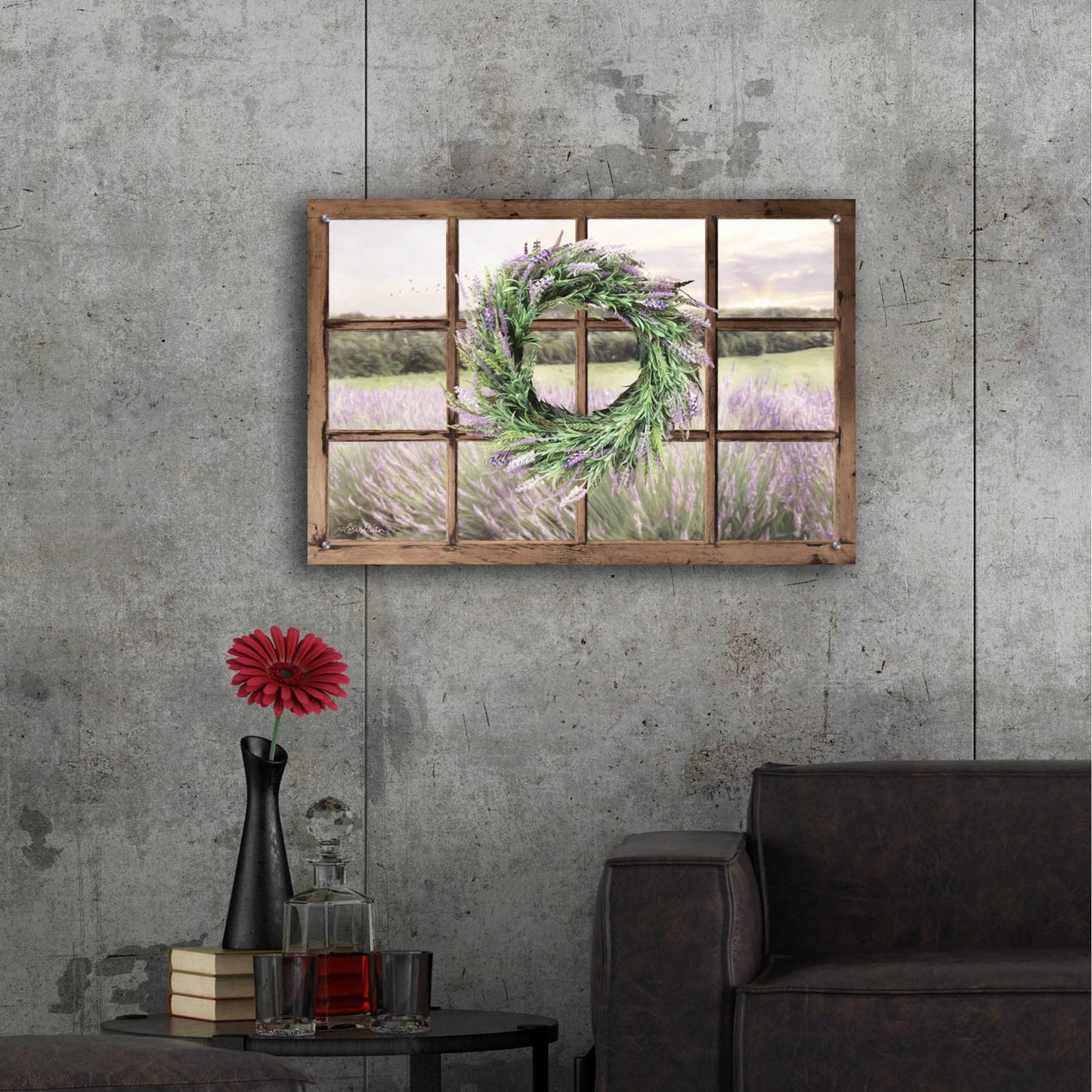 Epic Art 'Lavender Fields Window' by Lori Deiter Acrylic Glass Wall Art,36x24